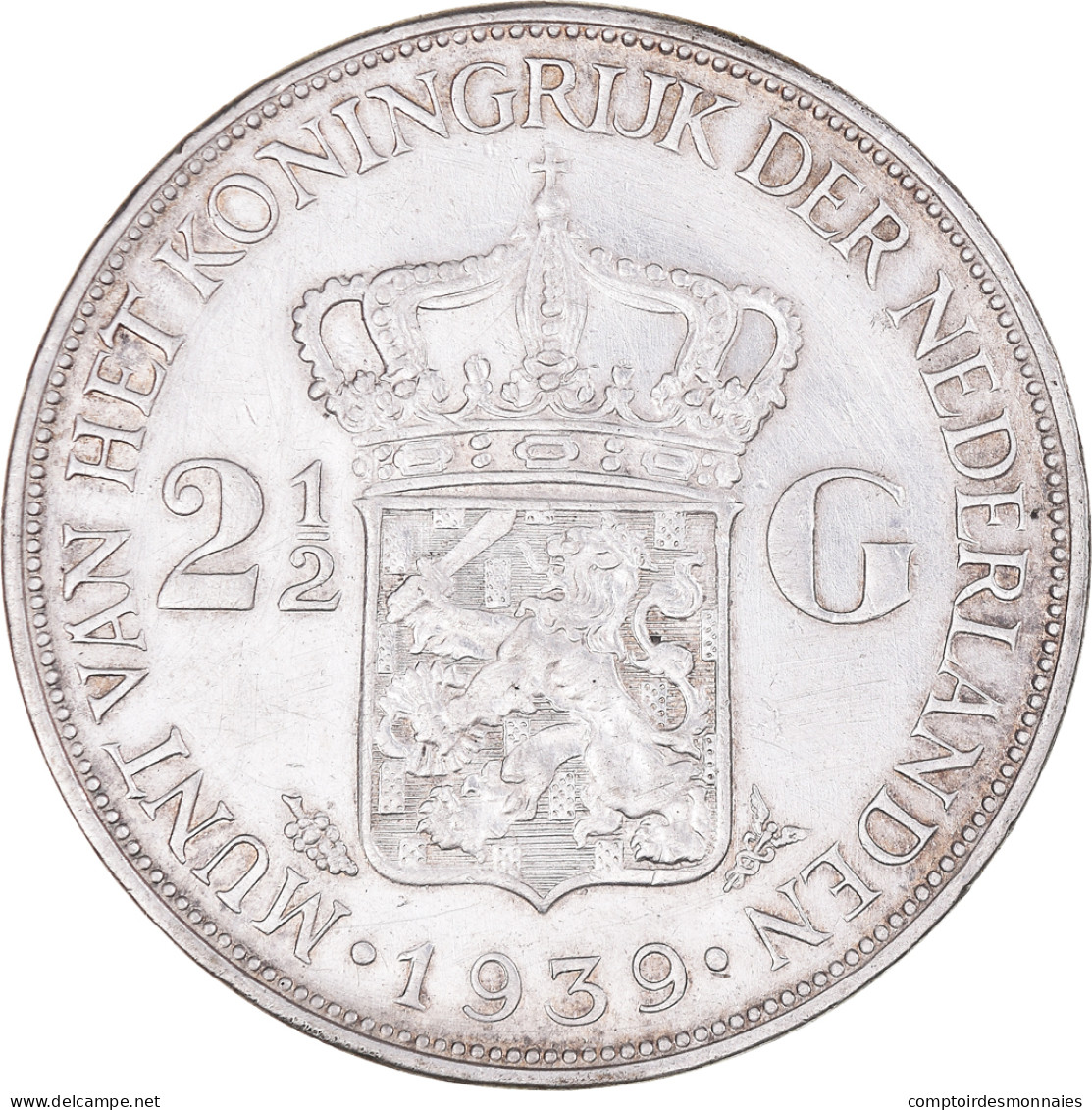 Monnaie, Pays-Bas, Wilhelmina I, 2-1/2 Gulden, 1939, TTB+, Argent, KM:165 - 2 1/2 Florín Holandés (Gulden)