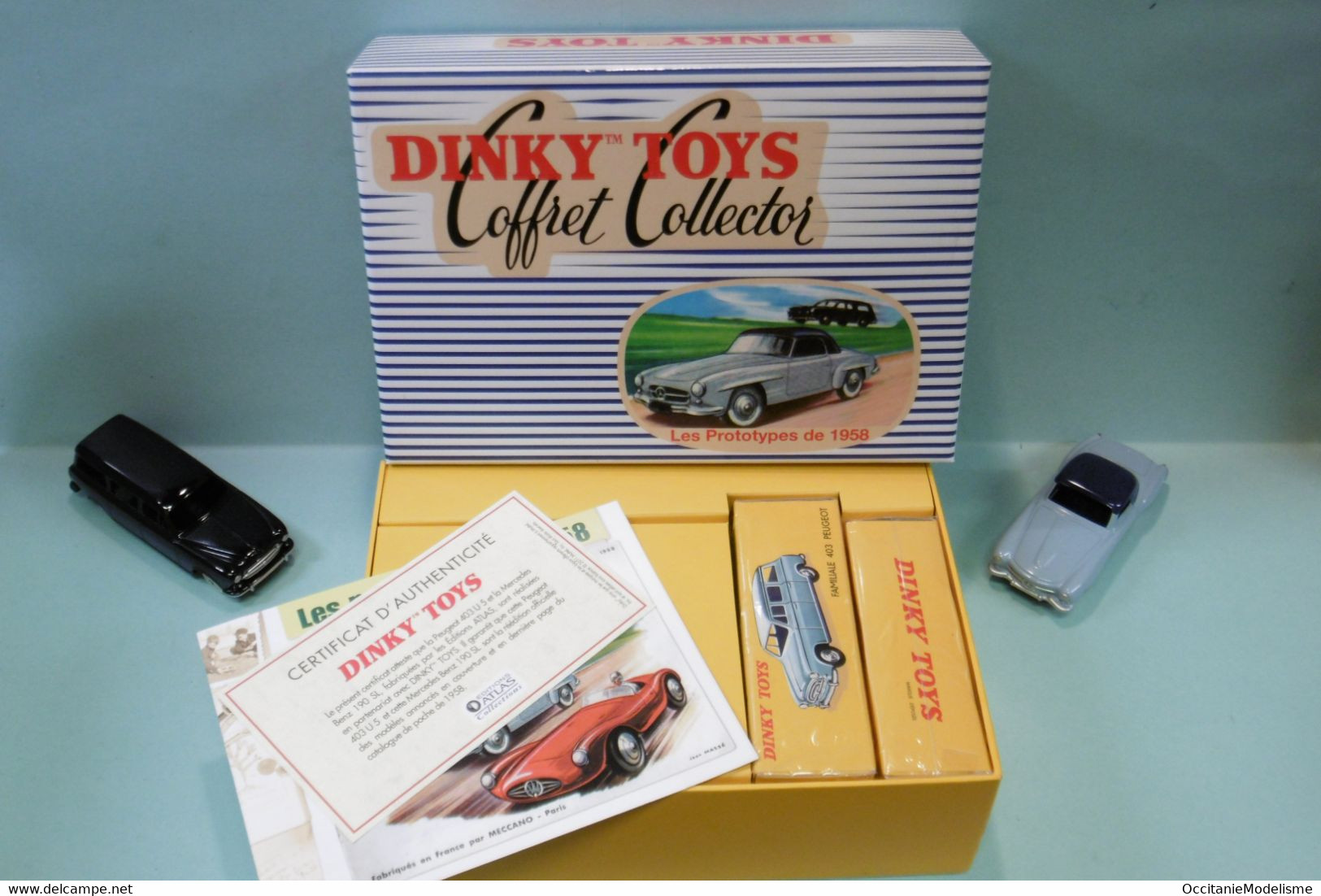 Dinky Toys / Atlas - Coffret LES PROTOTYPES DE 1958 Peugeot 403 U5 + Mercedes 190 SL Réf. 24 FH BO 1/43 - Dinky