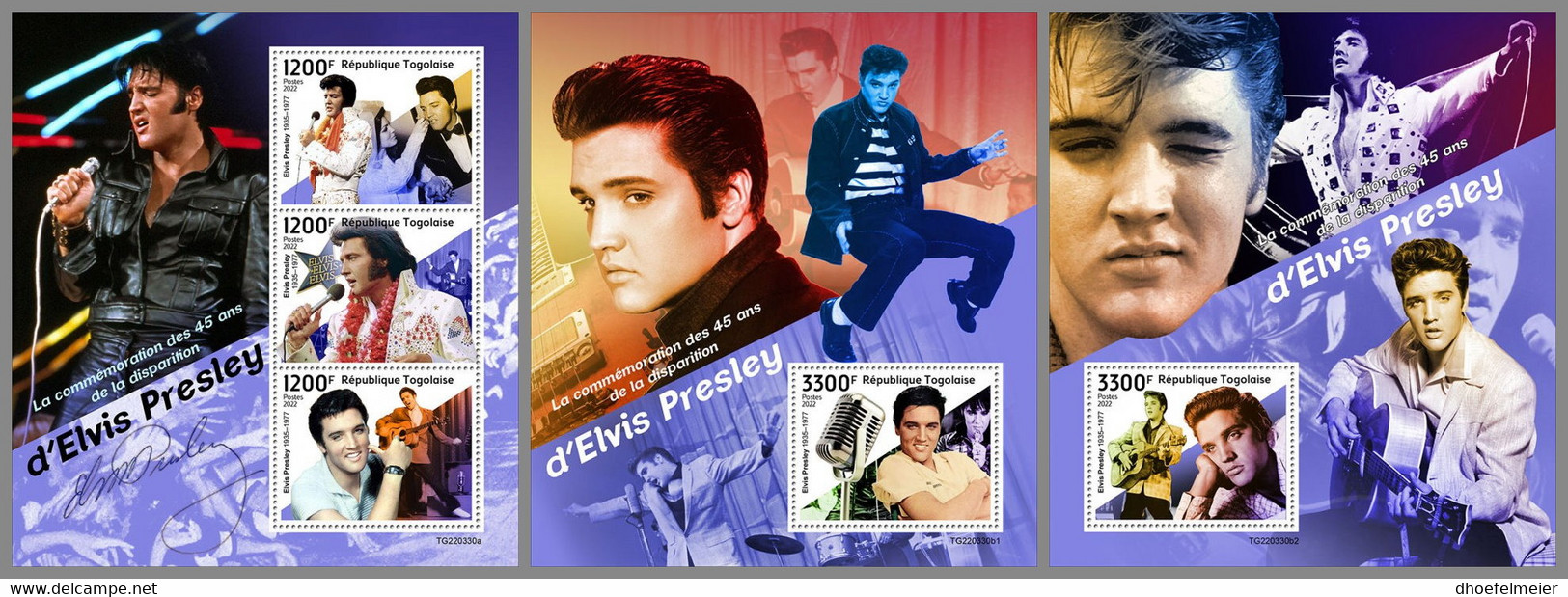 TOGO 2022 MNH Elvis Presley M/S+2S/S - OFFICIAL ISSUE - DHQ2243 - Elvis Presley