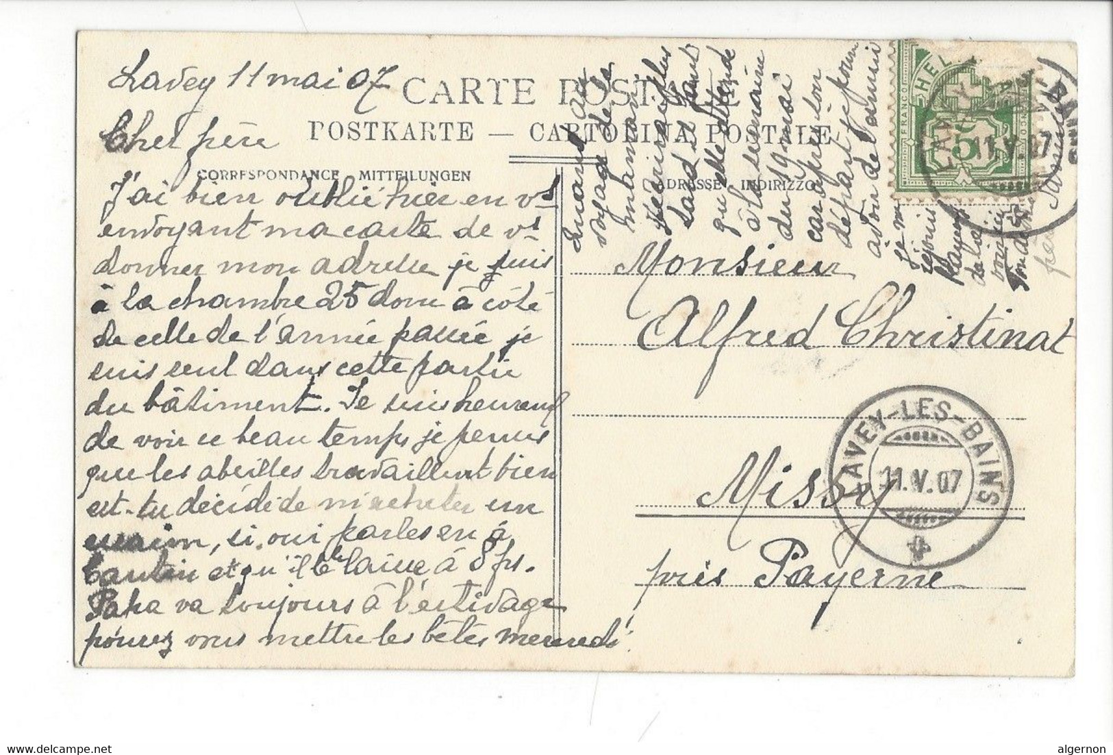 30584 - Lavey-les-Bains Circulée 1907 PVKZ 12605 - Lavey