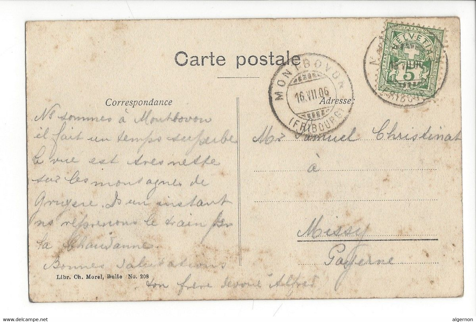 30588 - Montbovon Et Rochers De Naye Circulée 1906 - Montbovon