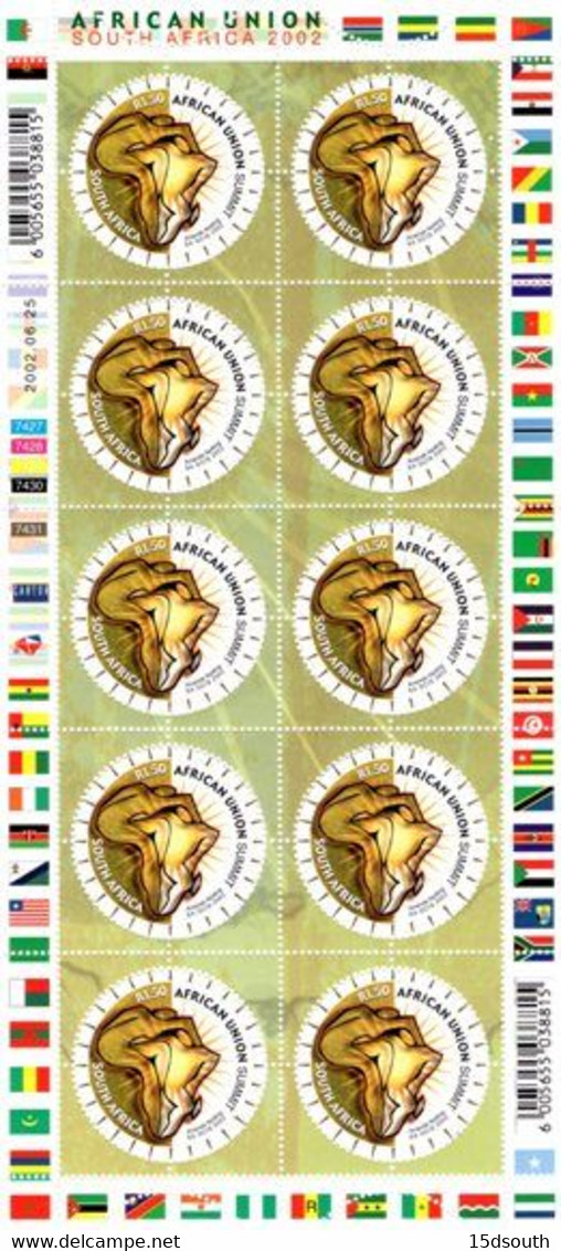 South Africa - 2002 African Union Summit Sheet (**) # SG 1385 , Mi 1446 - Blocchi & Foglietti