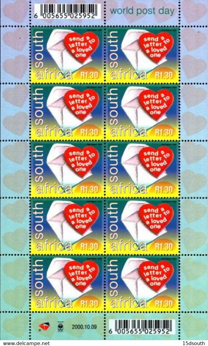 South Africa - 2000 World Post Day Sheet (**) # SG 1202 - Blocchi & Foglietti