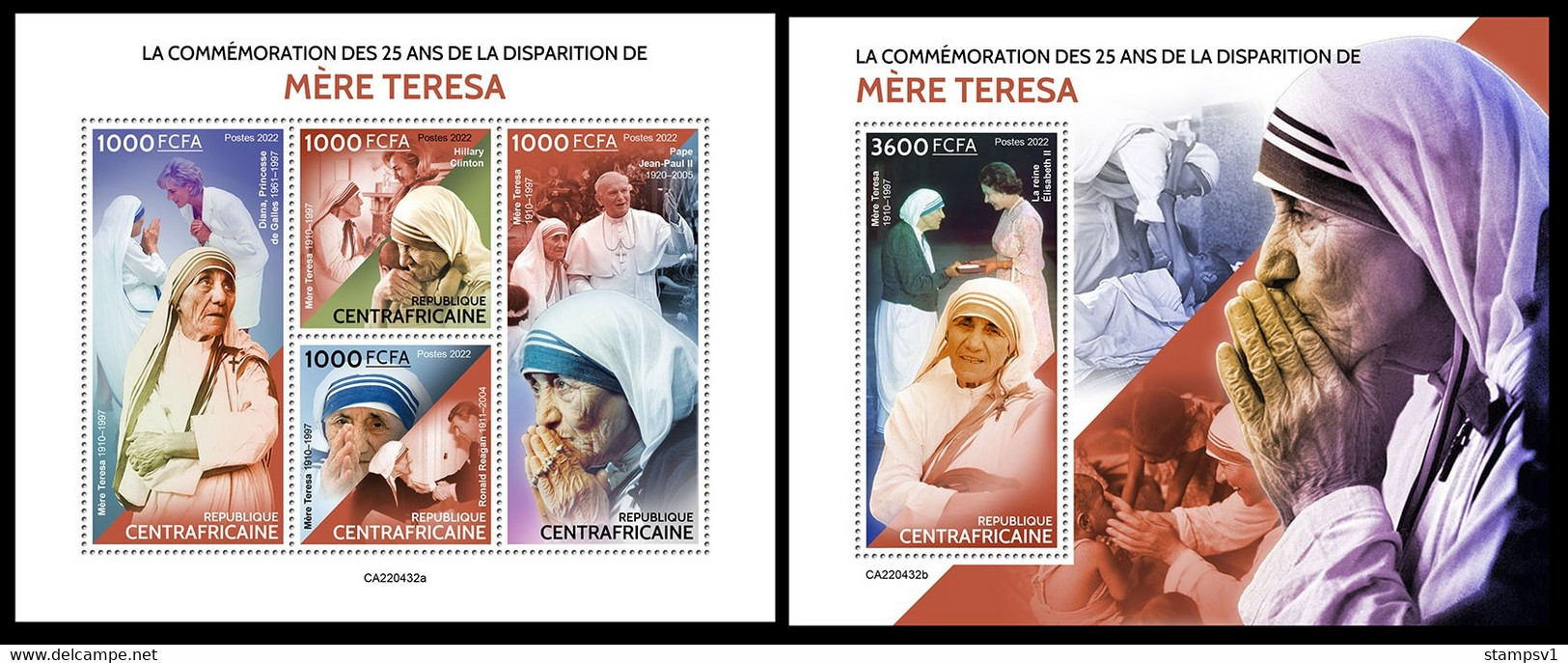 Central Africa  2022 Mother Teresa.  (432) OFFICIAL ISSUE - Madre Teresa