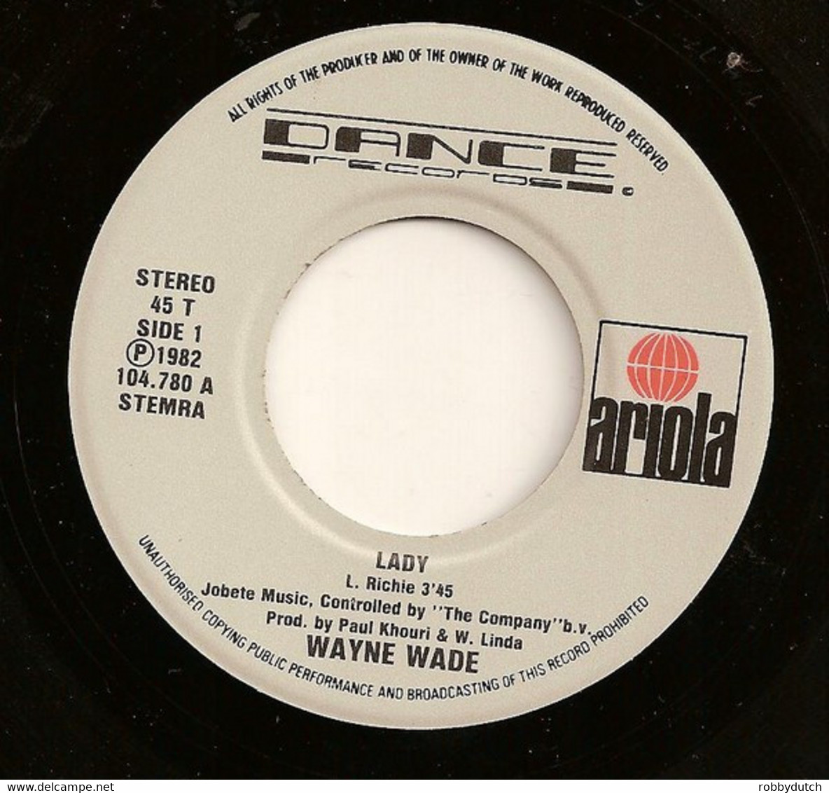 * 7" *  WAYNE WADE - LADY (Holland 1982) - Reggae