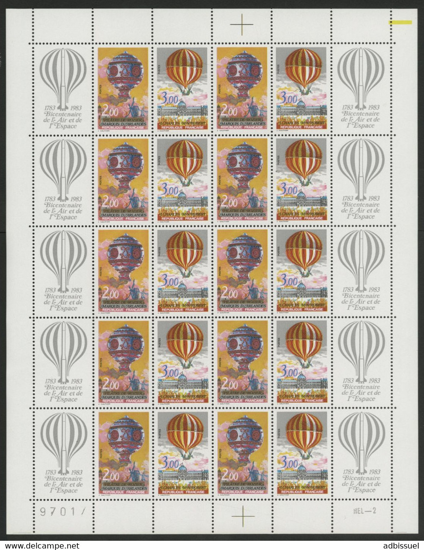 N° 2261 + 2262  2 Fr + 3Fr AIR ET ESPACE  Feuille De 10 PAIRES Vendue à La Valeur Faciale. ** MNH Cote 30 € - Feuilles Complètes