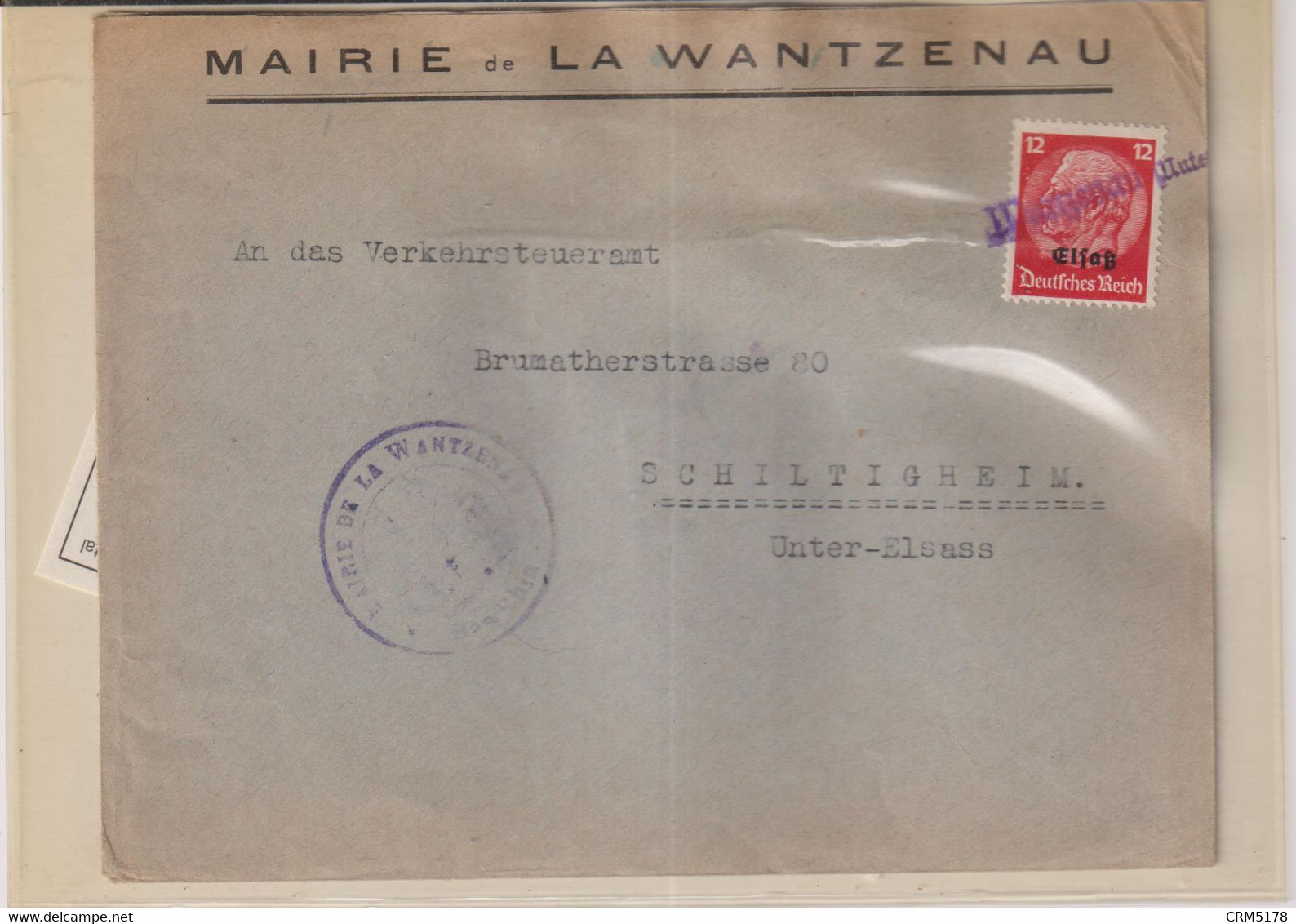 FRANCE-ALSACE-LORRAINE- L. TP N°14-OB-WANTZENAU  POUR SCHILTIGHEIM  -1940-EXP. MAIRIE - Gebraucht