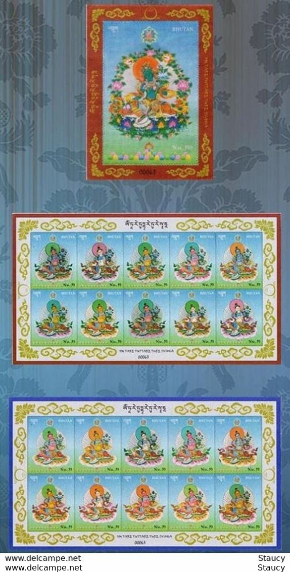 Bhutan 2021 21 Tara-Rayon Silk Stamp 21 Goddess Tara Buddhism Stamps Unique Unusual Minisheets MNH - Hinduism