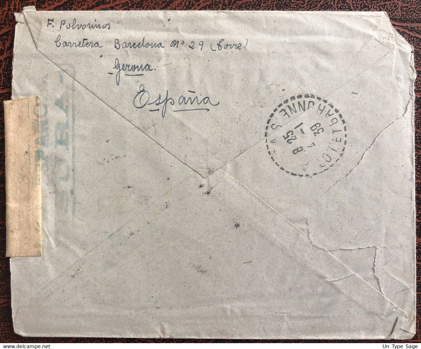 Espagne, Divers Sur Enveloppe Censurée - Gerona 1938 - (B4003) - Covers & Documents