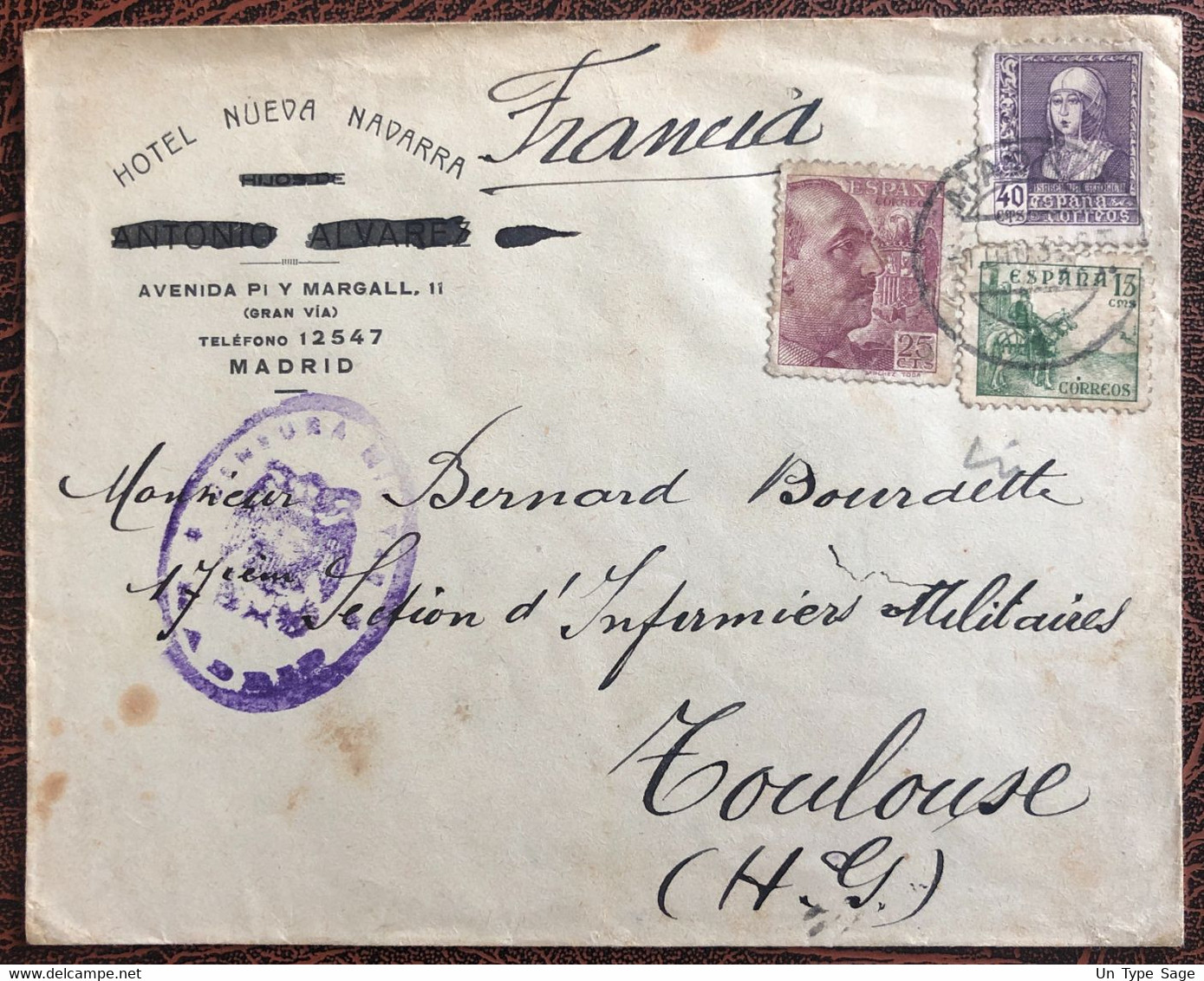 Espagne, Divers Sur Enveloppe Censurée - Madrid 1938 - (B4016) - Covers & Documents