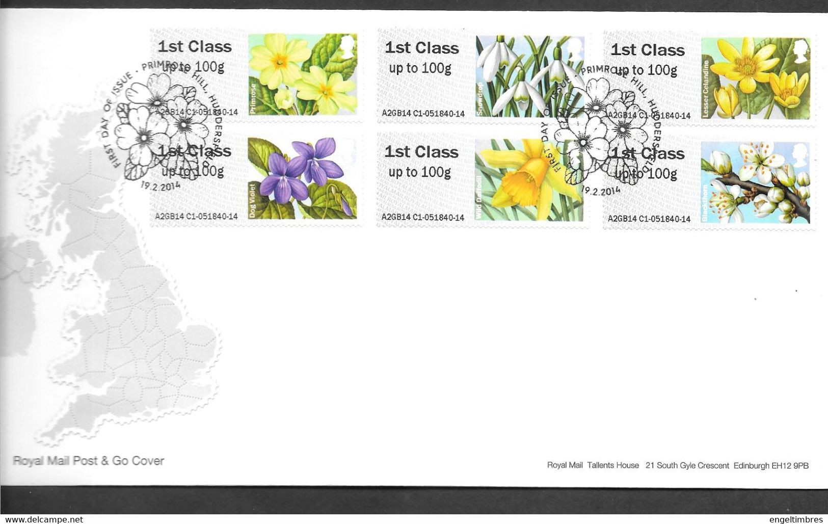 GB -  Post & GO Stamps (6)   2014  FLOWERS PART 1   FDC Or  USED  "ON PIECE" - SEE NOTES  And Scans - 2011-2020 Dezimalausgaben