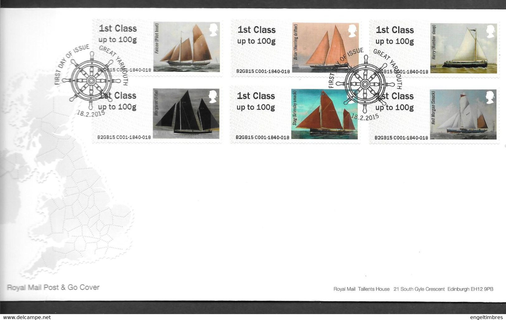 GB -  Post & GO Stamps (6)   2015   WORKING SAIL -    FDC Or  USED  "ON PIECE" - SEE NOTES  And Scans - 2011-2020 Em. Décimales