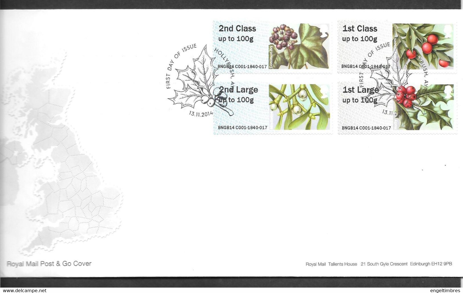 GB -  Post & GO Stamps (6)   2014  GREENERY  -    FDC Or  USED  "ON PIECE" - SEE NOTES  And Scans - 2011-2020 Ediciones Decimales