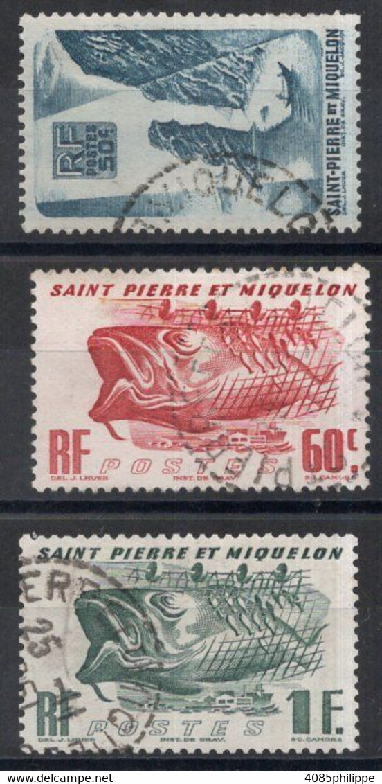 St Pierre Et Miquelon Timbres-poste N°328, 329 & 331 Oblitérés TB Cote : 3€00 - Usados