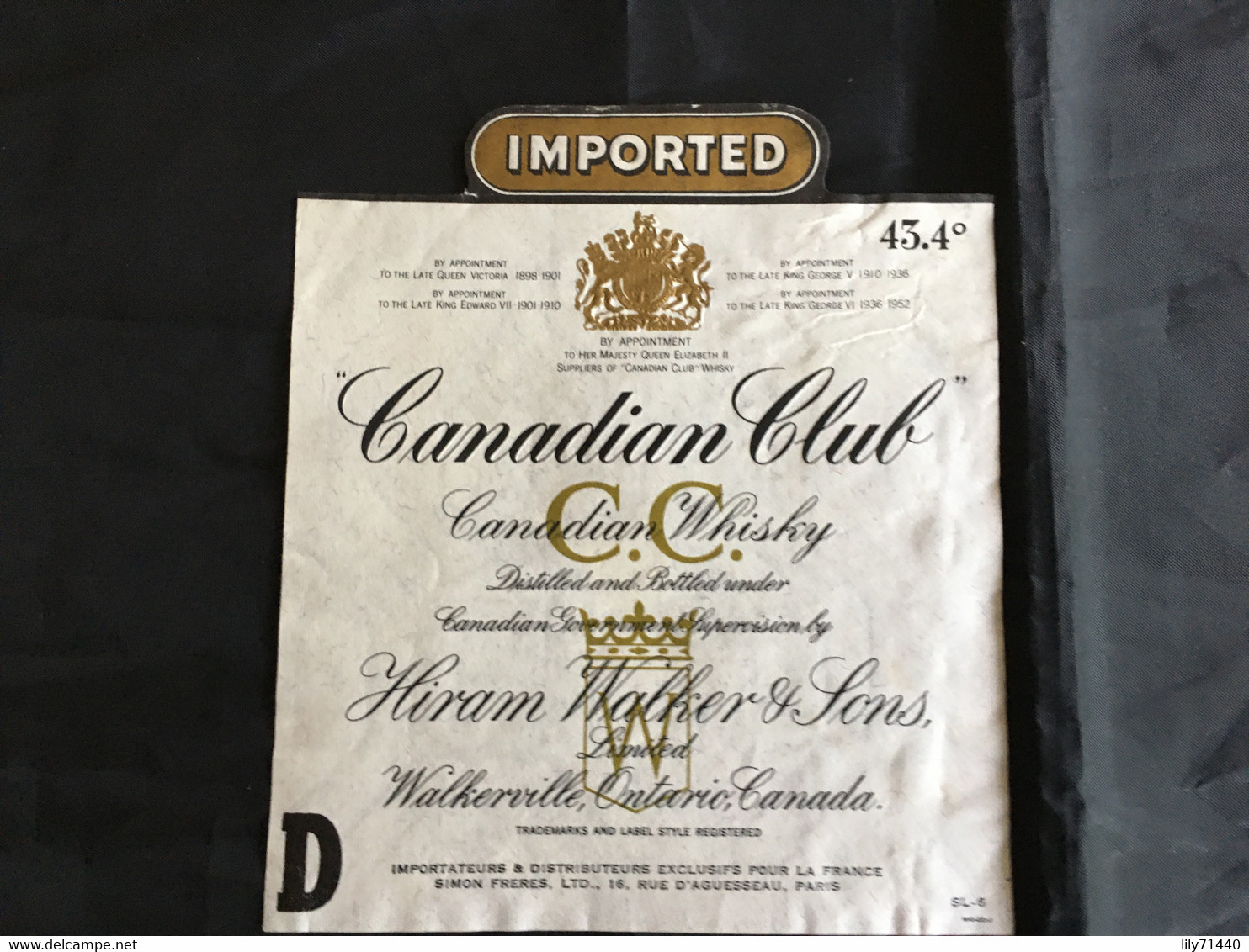 Ancienne étiquette De Whisky Canadien Canadian Old Label - Whisky