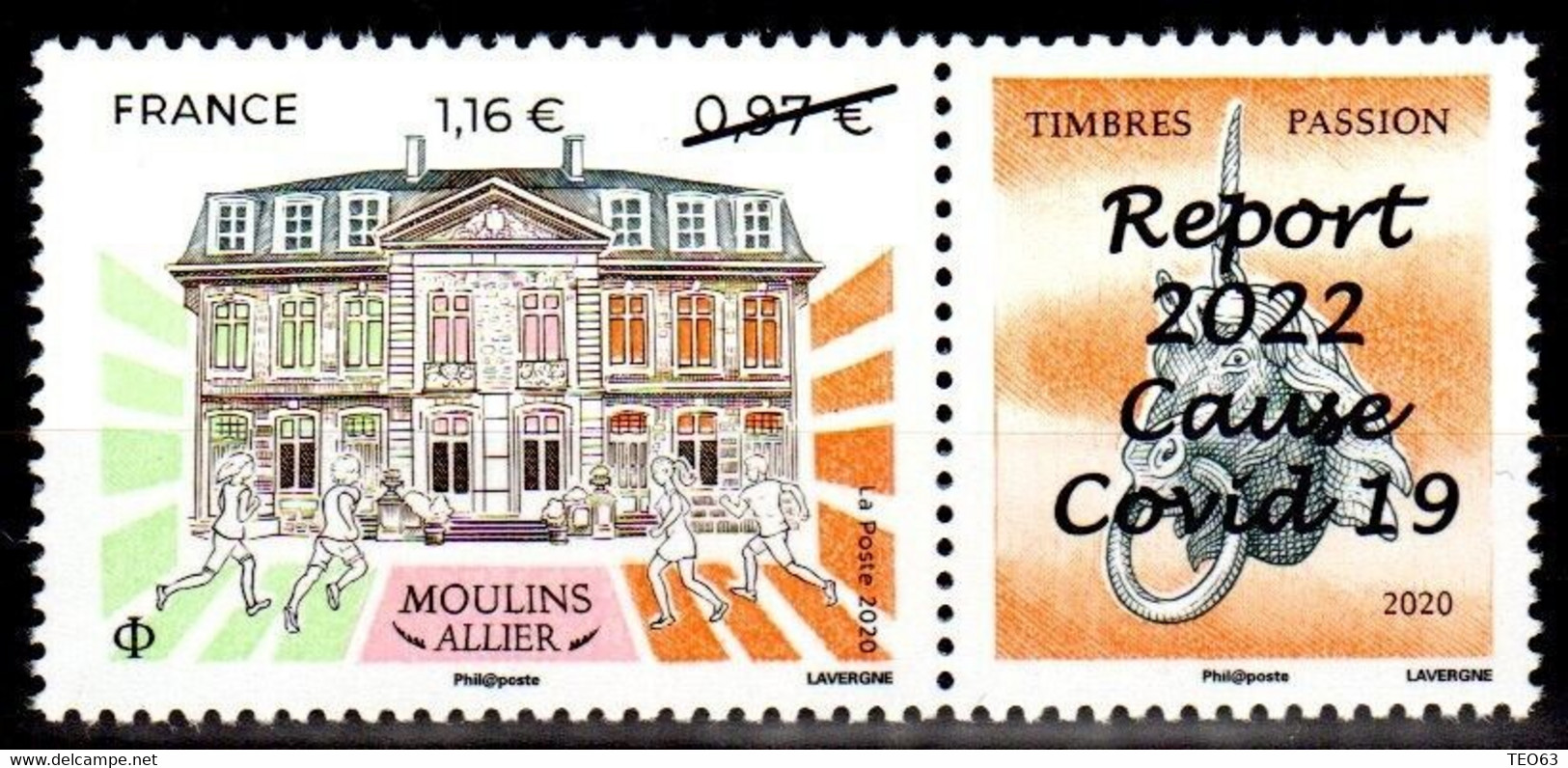 Timbre 2022 Moulins Allier - Passion Surchargé "Report 2022¨ Neuf - Used Stamps