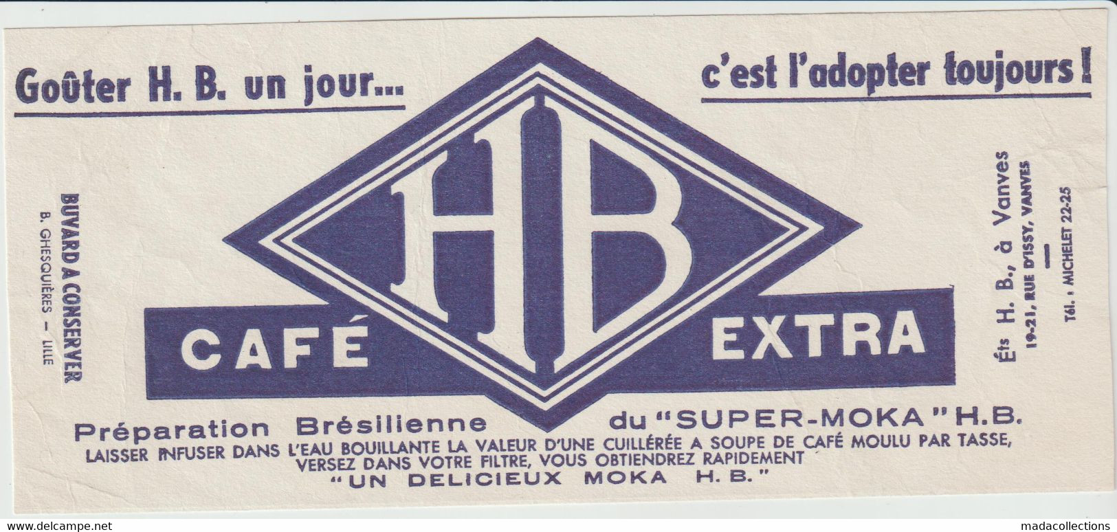 Buvard - Café HB Extra - Super Moka - Kaffee & Tee