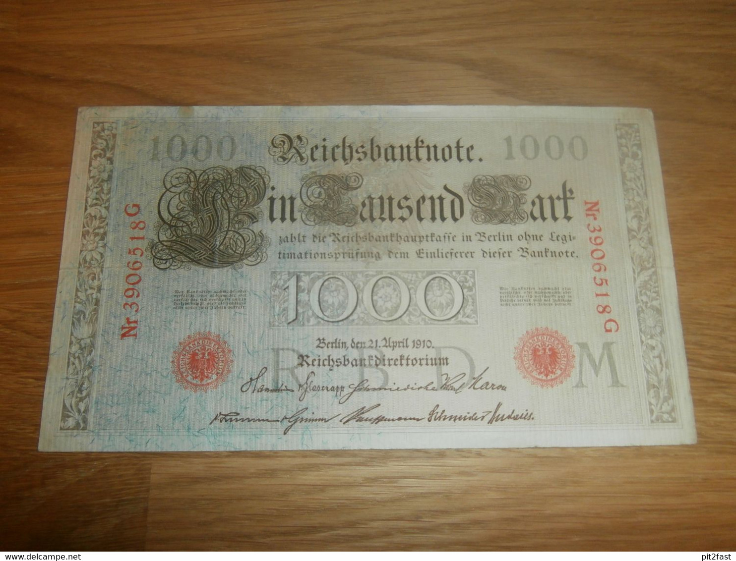 Reichsbanknote 1000 Mark 1910 , Rot Gestempelt , Ein Tausend Mark !!! - 1.000 Mark