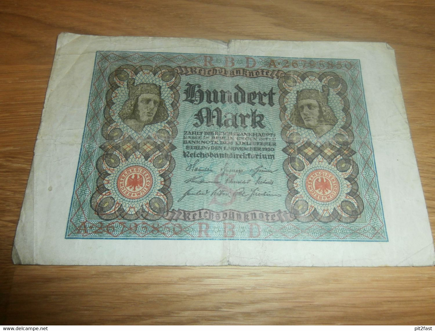 Reichsbanknote Hundert Mark Berlin 1920 Reichsbankdirektorium !!! - 100 Mark