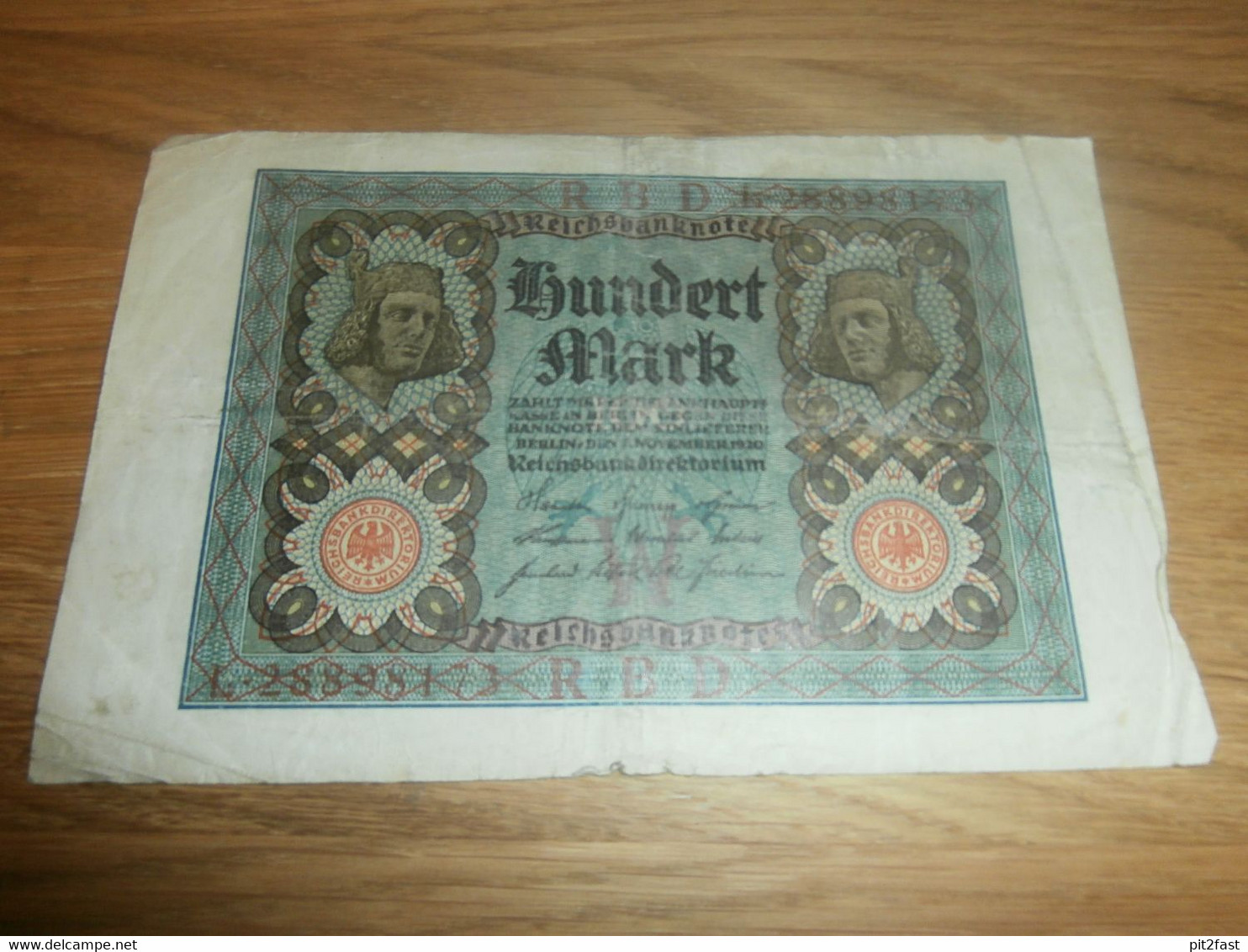 Reichsbanknote Hundert Mark Berlin 1920 Reichsbankdirektorium !!! - 100 Mark