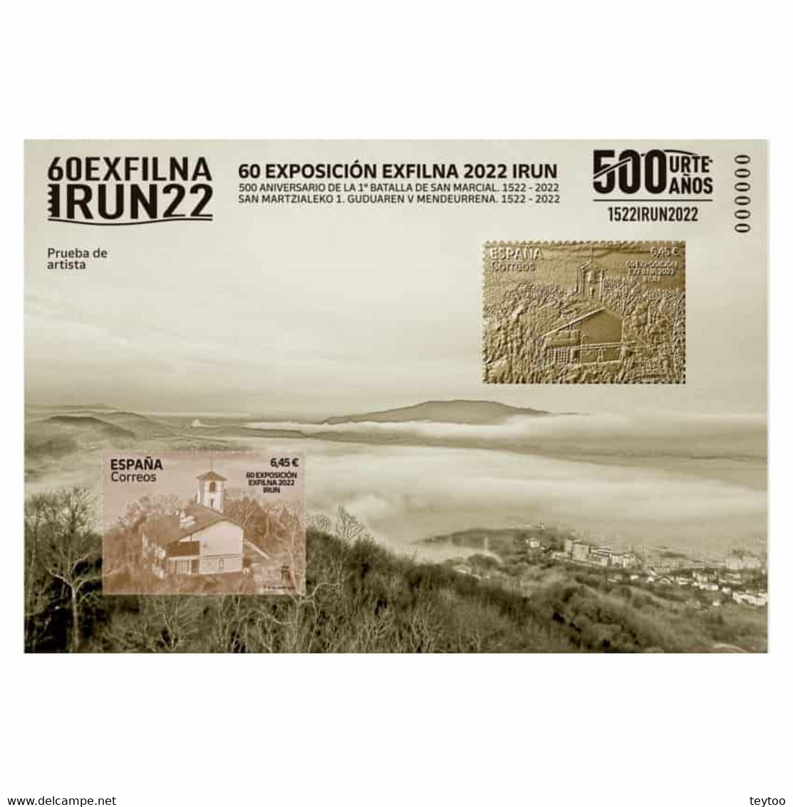 P164# España 2022. PA Exfina 2022 Con Sello De Oro (M) - Proeven & Herdrukken