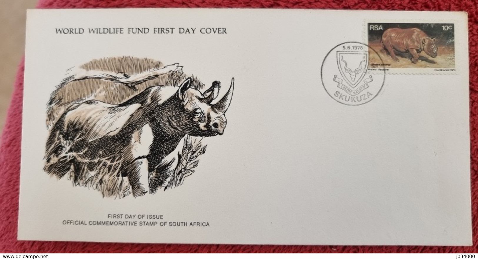 AFRIQUE DU SUD  Rhinocéros, Yvert N° 406 FDC, Enveloppe 1er Jour 1976 - Rhinoceros