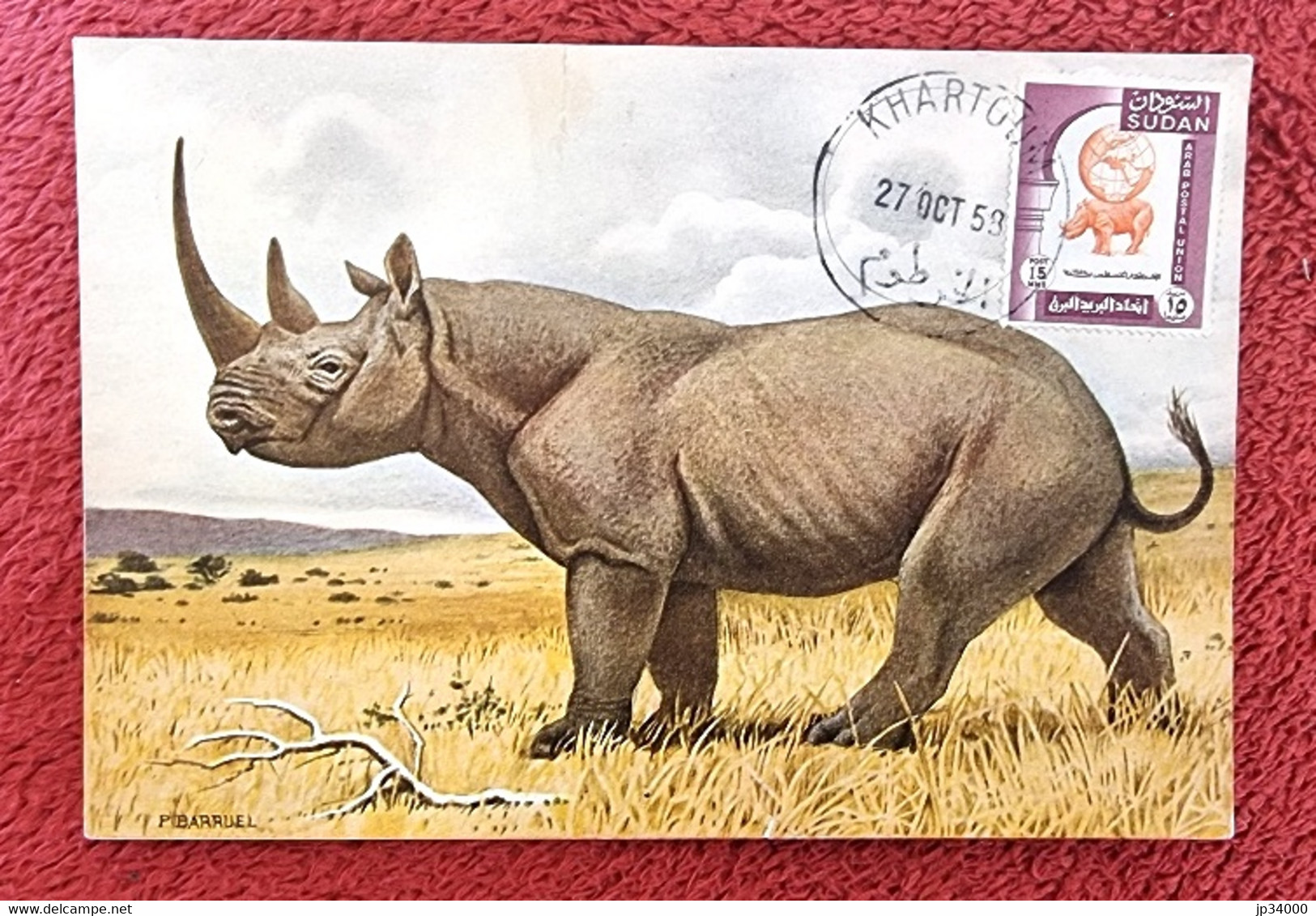 NEPAL Rhinocéros, Yvert N° 119 FDC, 1er Jour, Carte Maximum 1953 - Neushoorn