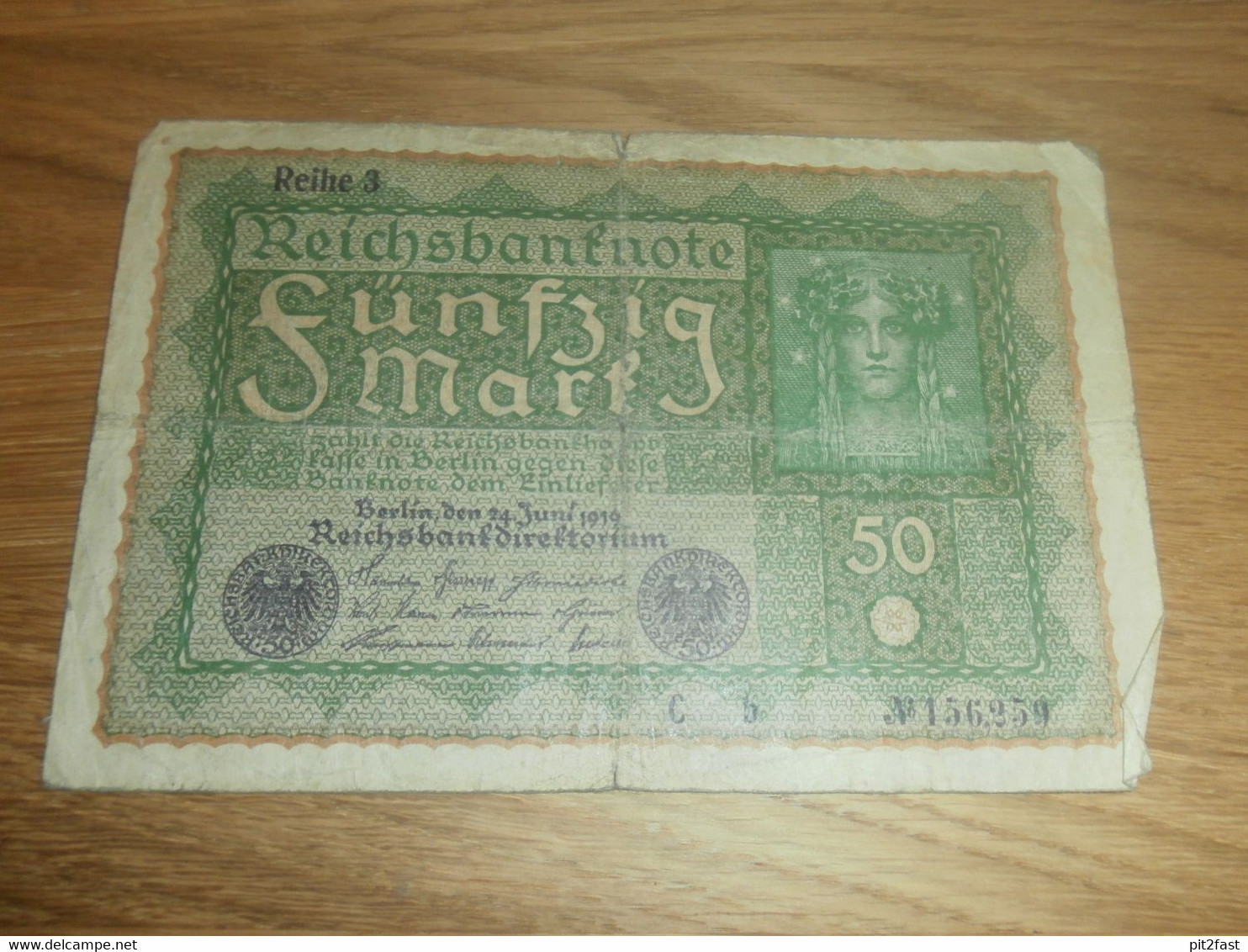 Reichsbanknote Fünfzig Mark 1919 , Banknote 50 Mark , Reihe 3 !!! - 50 Mark