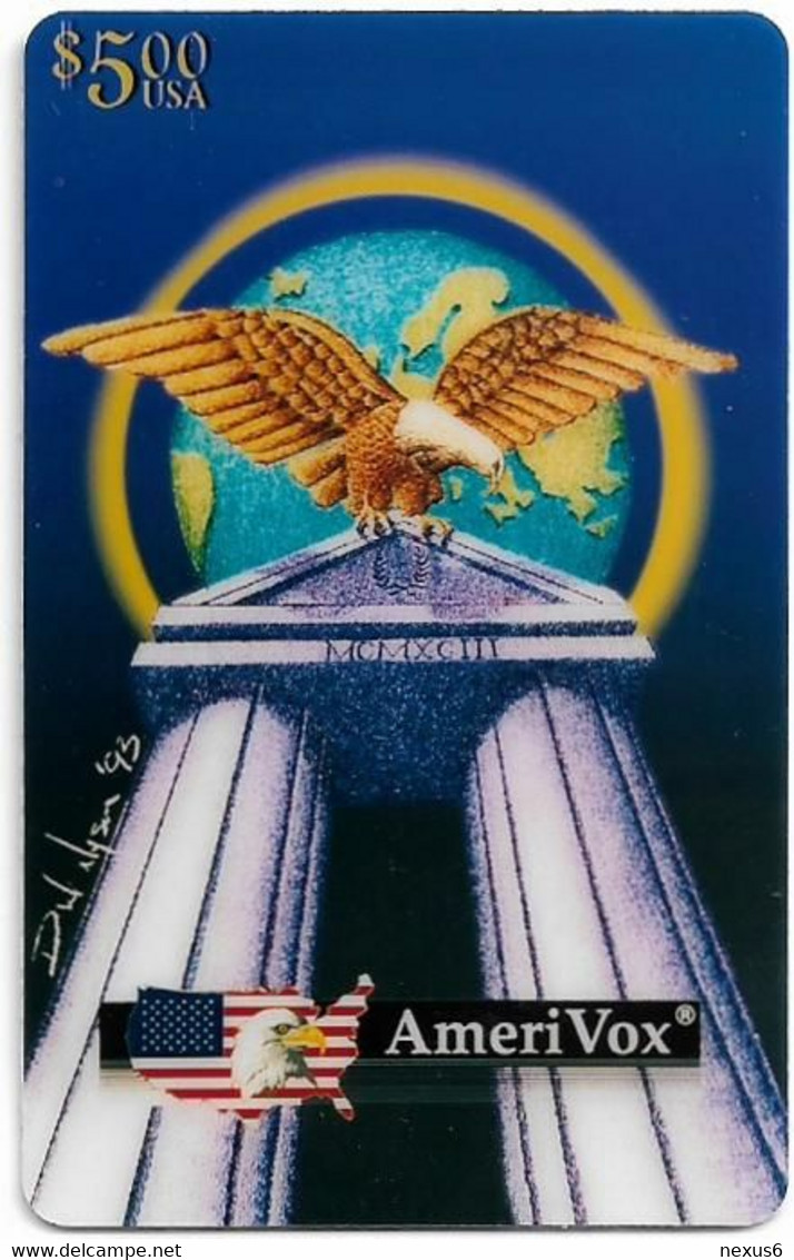USA - AmeriVox - Nyson II - Eagle & Roman Temple (Test), Remote Mem. 07.02.1994, 5$, 400ex, Used - Amerivox