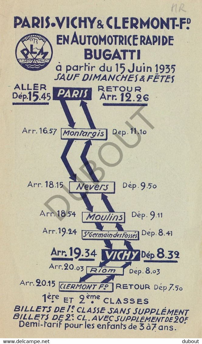 Train - Paris-Vichy 1935 - Automotrice Rapide Bugatti  (V1894) - Programs