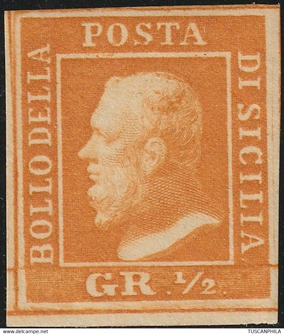 1/2 Gr. II^ Tav. Pos.98 PA Sass 2 MVLH* F.AD , Cert. Bolaffi Lusso Cv 1300 - Sicilia