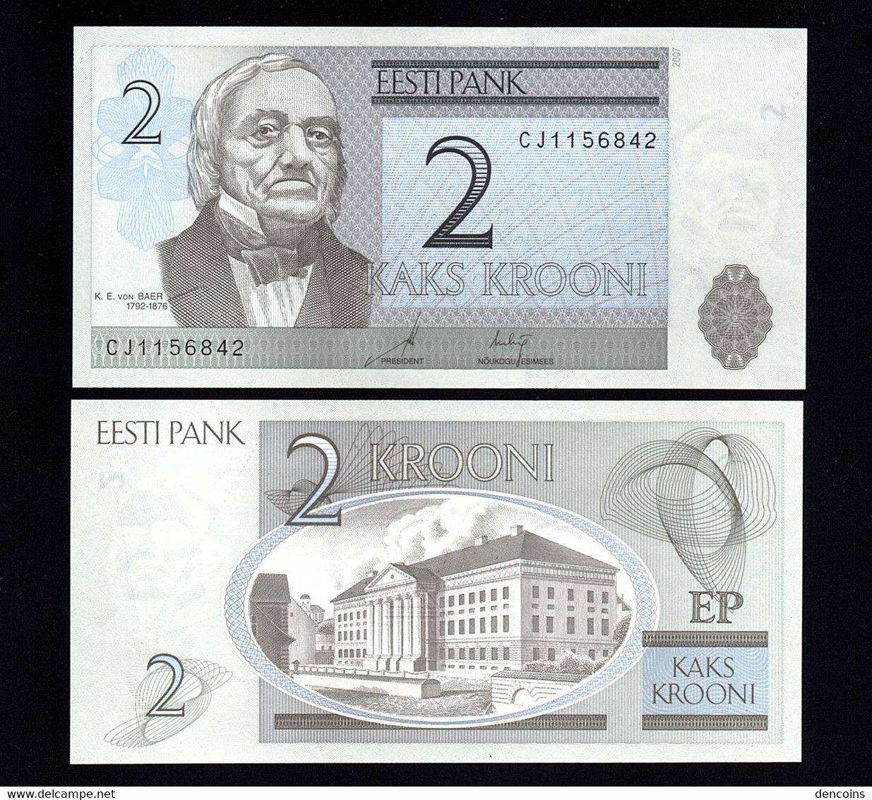 ESTONIA P-85b  2 Krooni  2007  -CJ-  UNC !!!!!!!!! - Estland