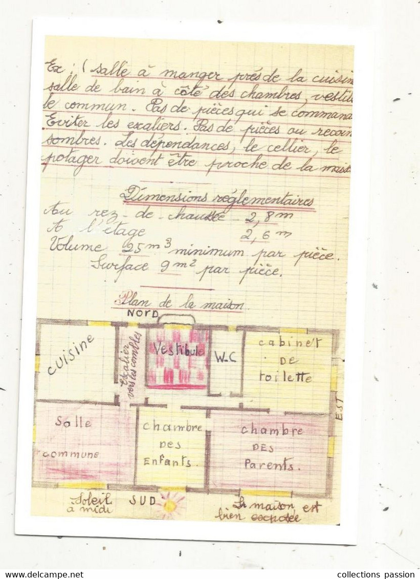 Cp,école, Musée National De L'éducation,ROUEN,INRP ,ed. Atlas , Plan De La Maison - Schulen