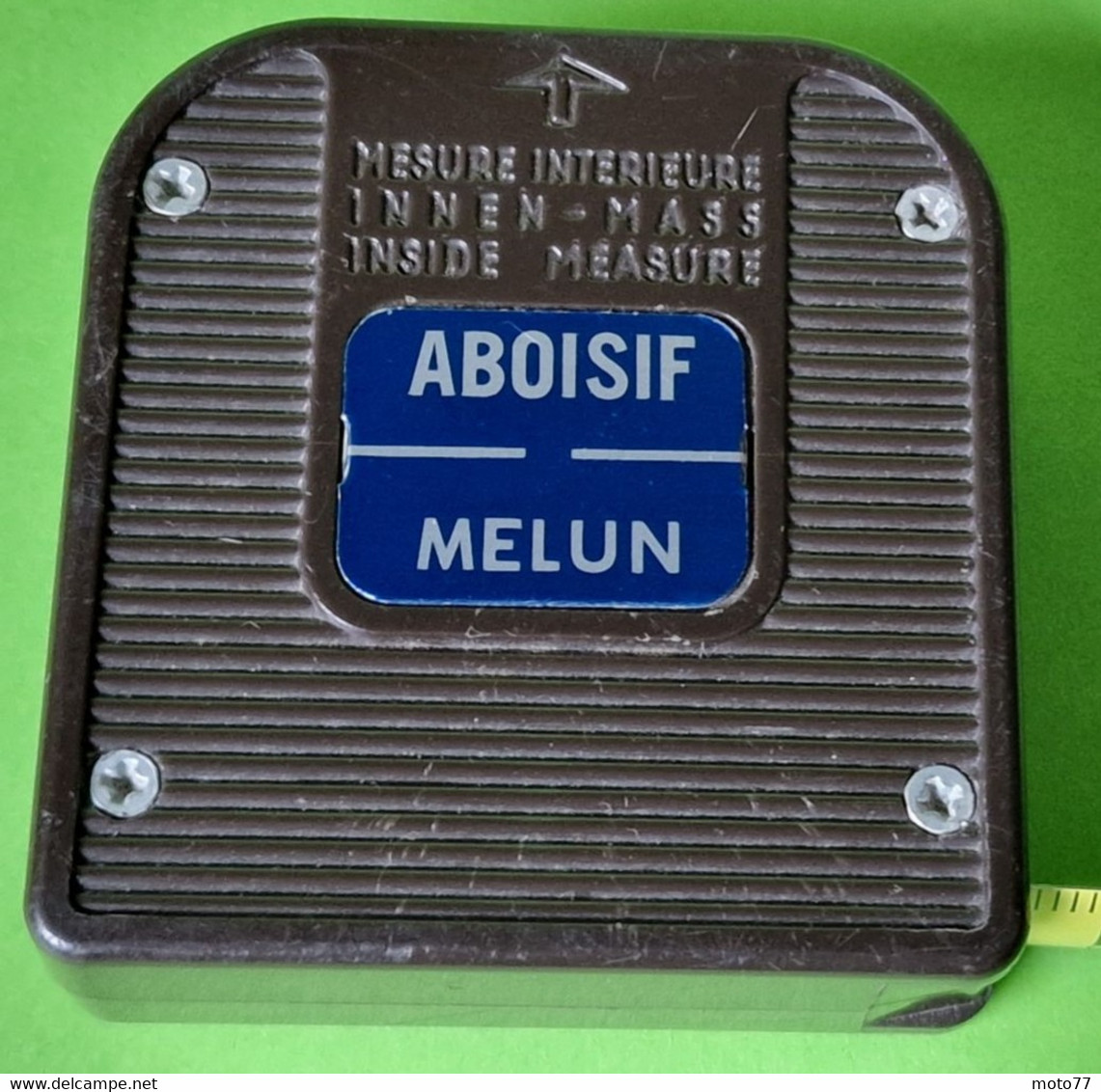 Ancien OUTIL - DOUBLE MÈTRE à RUBAN Stanley - Publicitaire ABOISIF Melun 77 - Plastique Brun Et Acier - Vers 1960 1970 - Other Apparatus