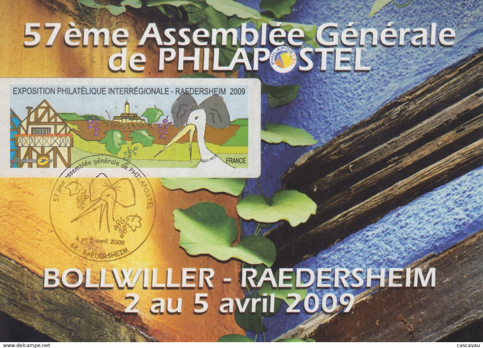 Carte  FRANCE   Vignette  LISA   57éme  Assemblée  Générale   PHILAPOSTEL    RAEDERSHEIM   2009 - 1999-2009 Vignettes Illustrées