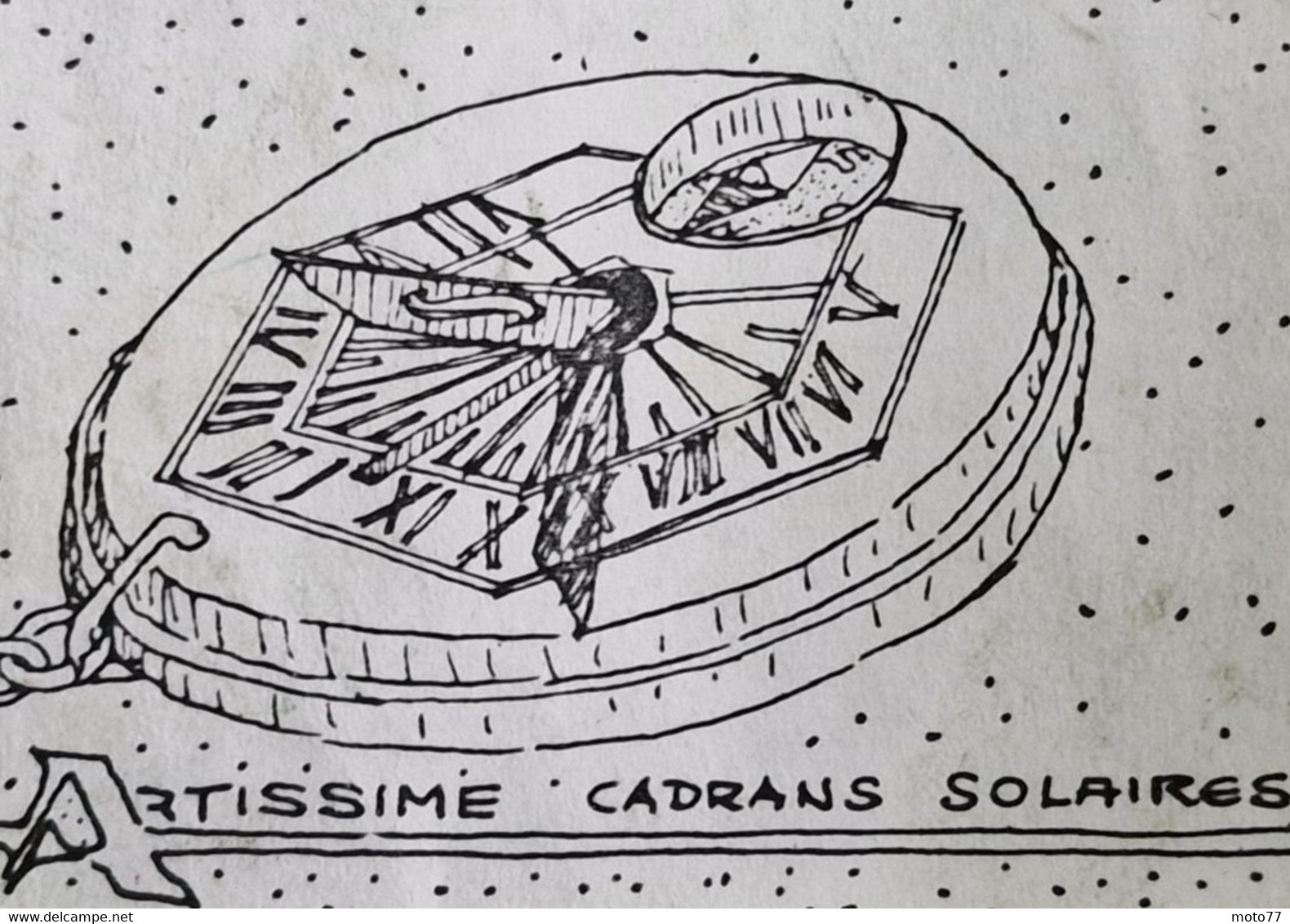 Ancien mini CADRAN SOLAIRE portatif ARTISSIME - Mode d'emploi d'origine - La Montre d'une autre époque - vers 1980