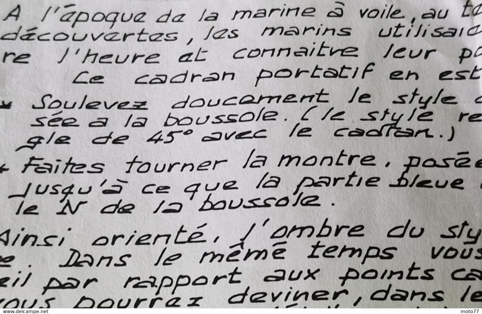 Ancien mini CADRAN SOLAIRE portatif ARTISSIME - Mode d'emploi d'origine - La Montre d'une autre époque - vers 1980