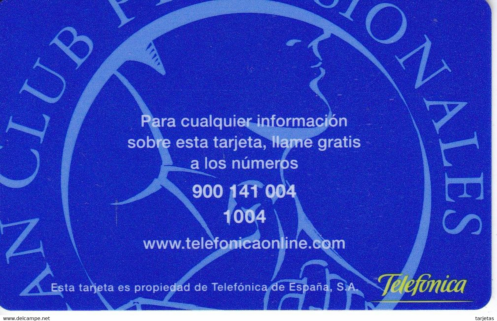 TARJETA GRAN CLUB PROFESIONALES DE TELEFONICA (RARA) - Tests & Services