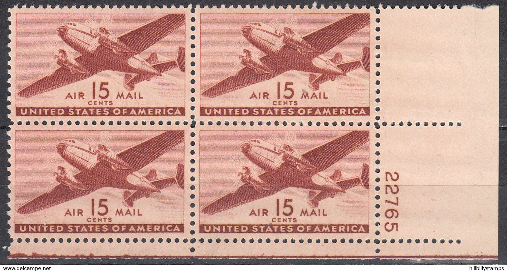 UNITED STATES    SCOTT NO C28  MNH   YEAR  1941  PLATE NUMBER BLOCK - 2b. 1941-1960 Ongebruikt