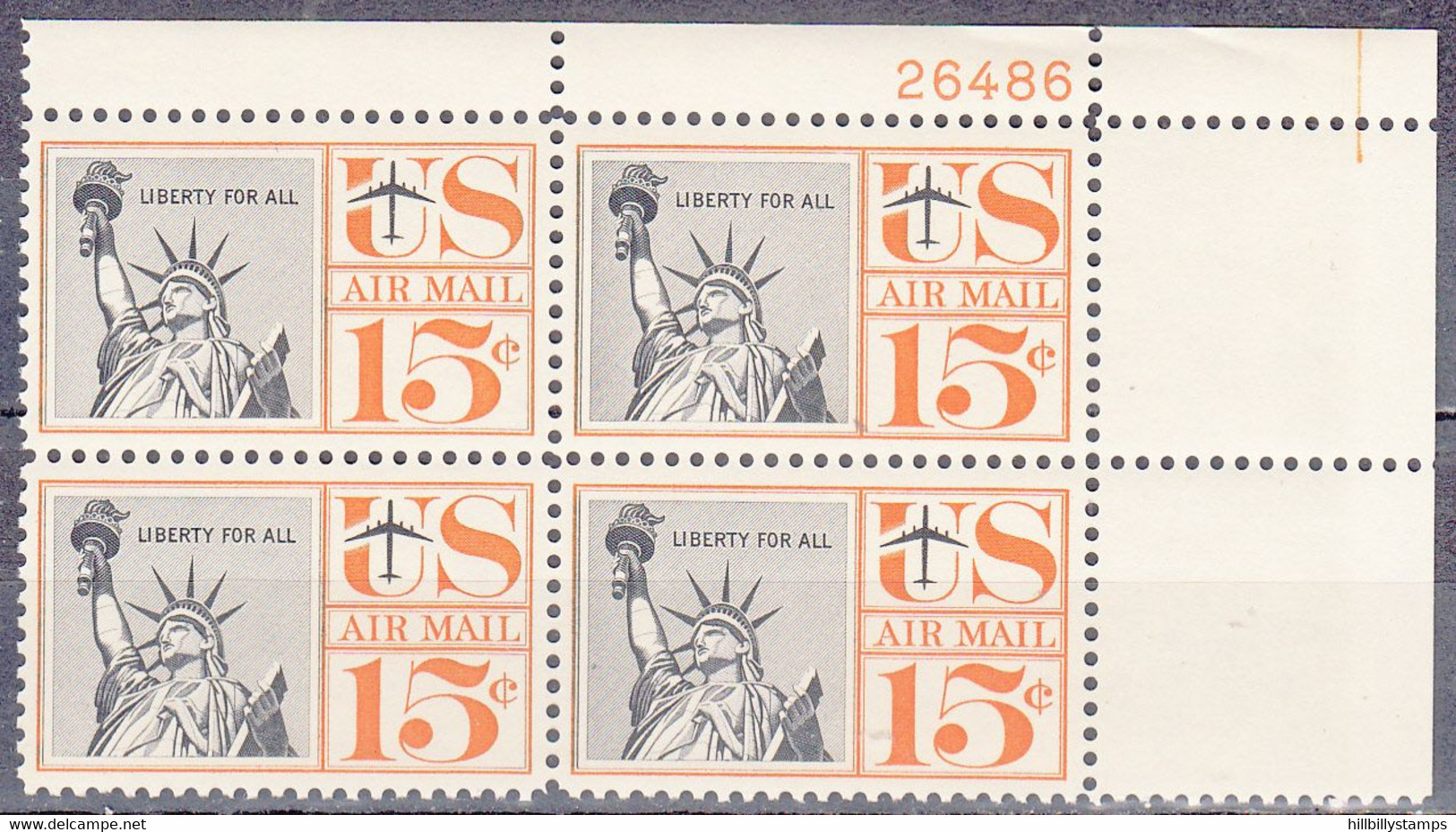 UNITED STATES    SCOTT NO C58  MNH   YEAR  1959  PLATE NUMBER BLOCK - 2b. 1941-1960 Unused