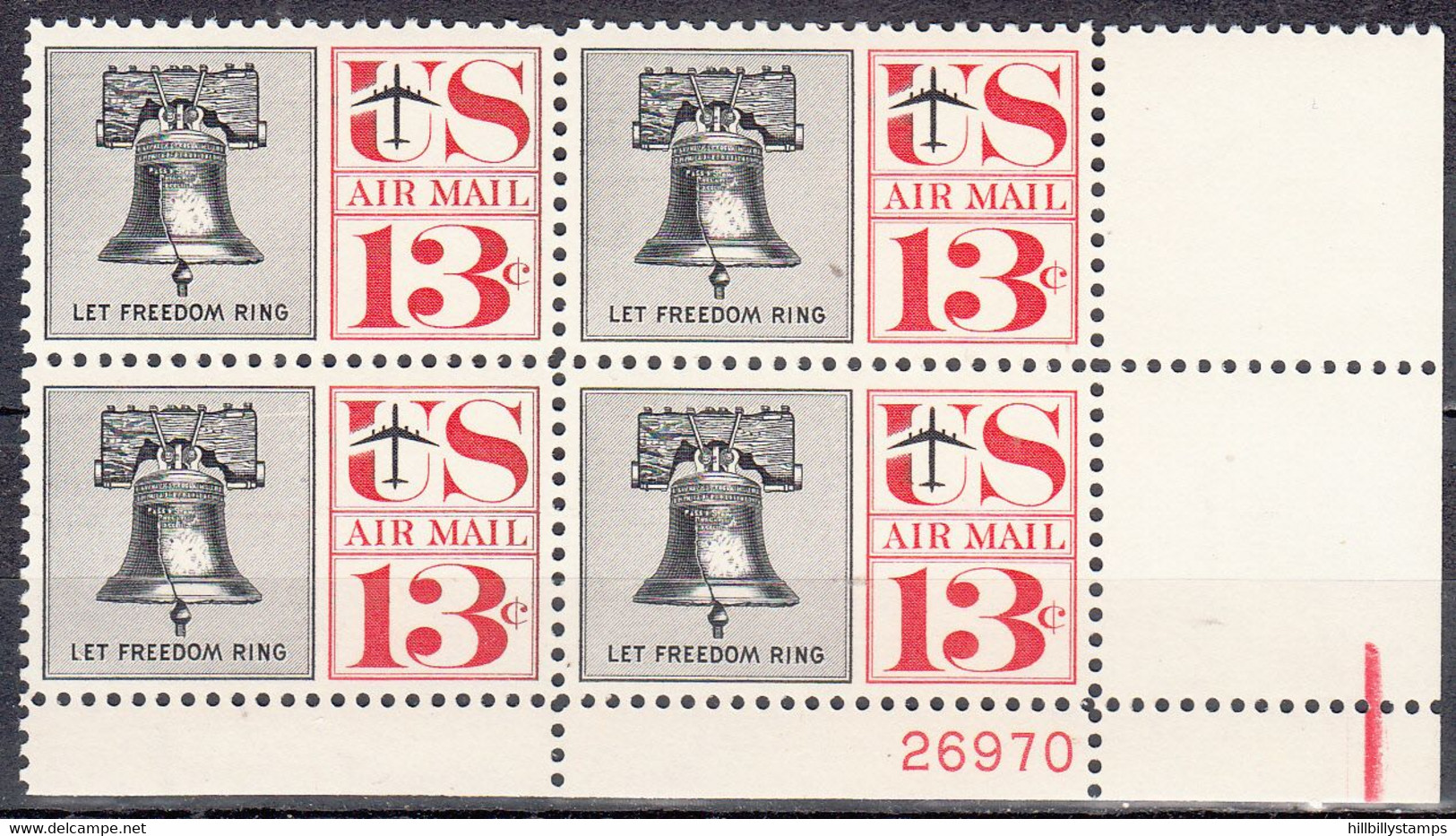 UNITED STATES    SCOTT NO C62  MNH   YEAR  1961  PLATE NUMBER BLOCK - 2b. 1941-1960 Ongebruikt