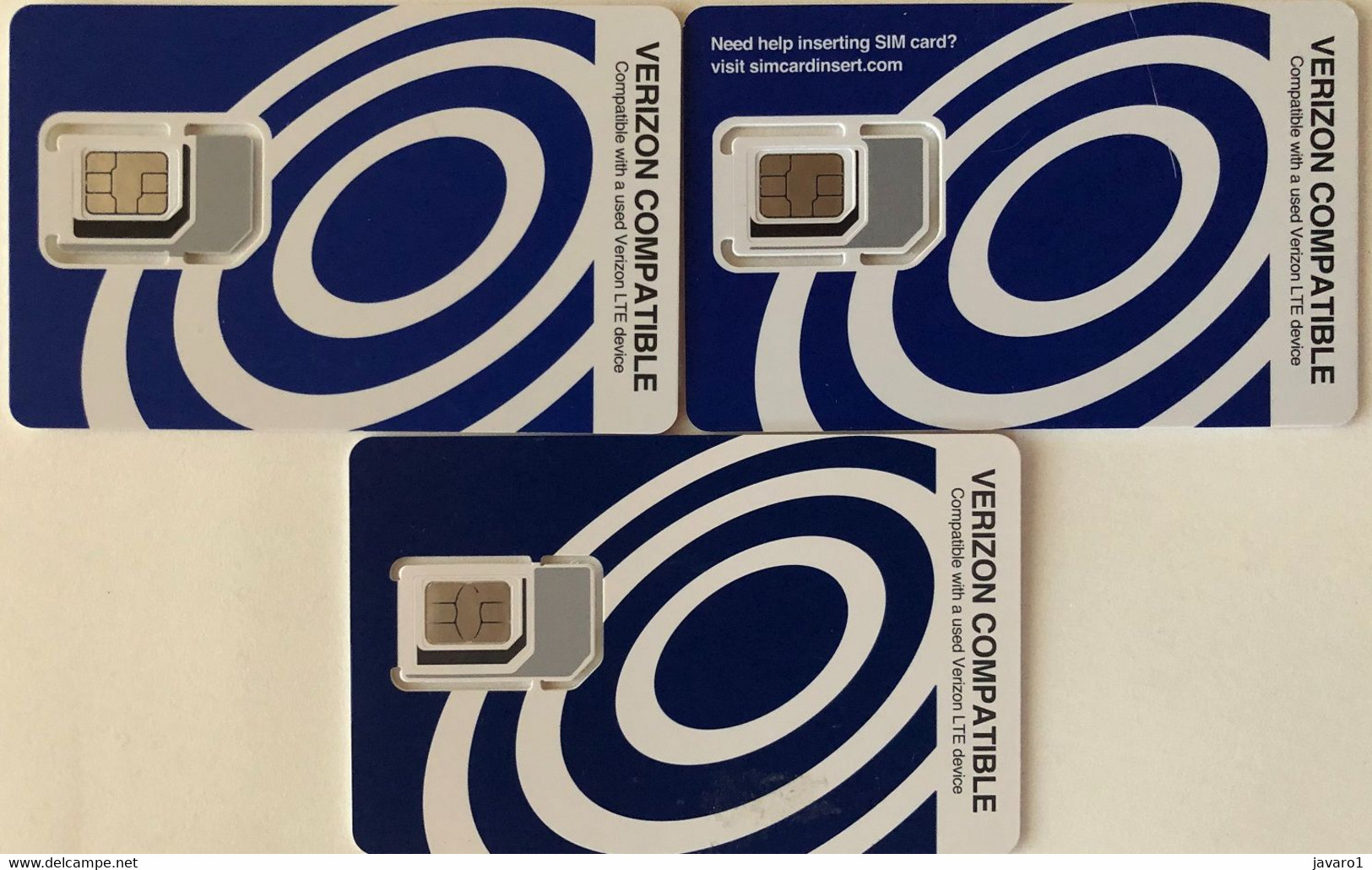 USA : GSM  SIM CARD  : 3 DIFFERENT VERIZON Cards  A Pictured (see Description)   MINT ( LOT J ) - [2] Chip Cards