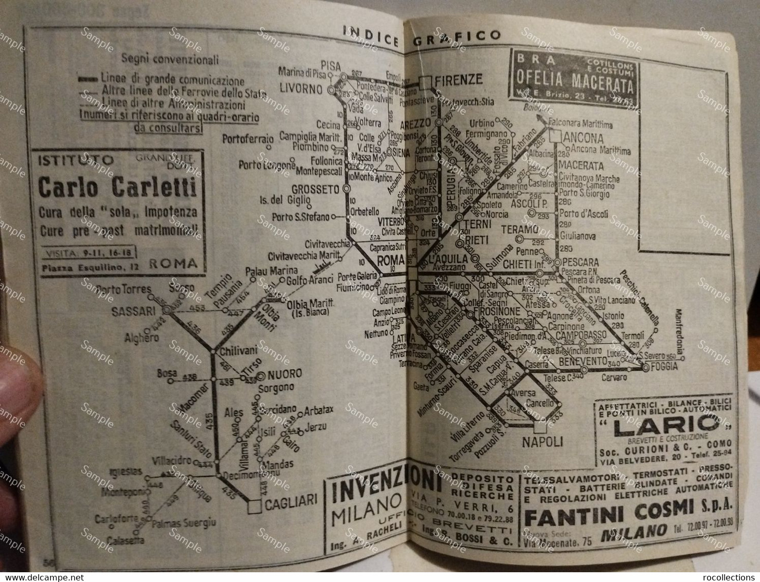 Italy Italia Orario POZZO Italia Centrale E Sardegn. Primi Anni 50 - Europe