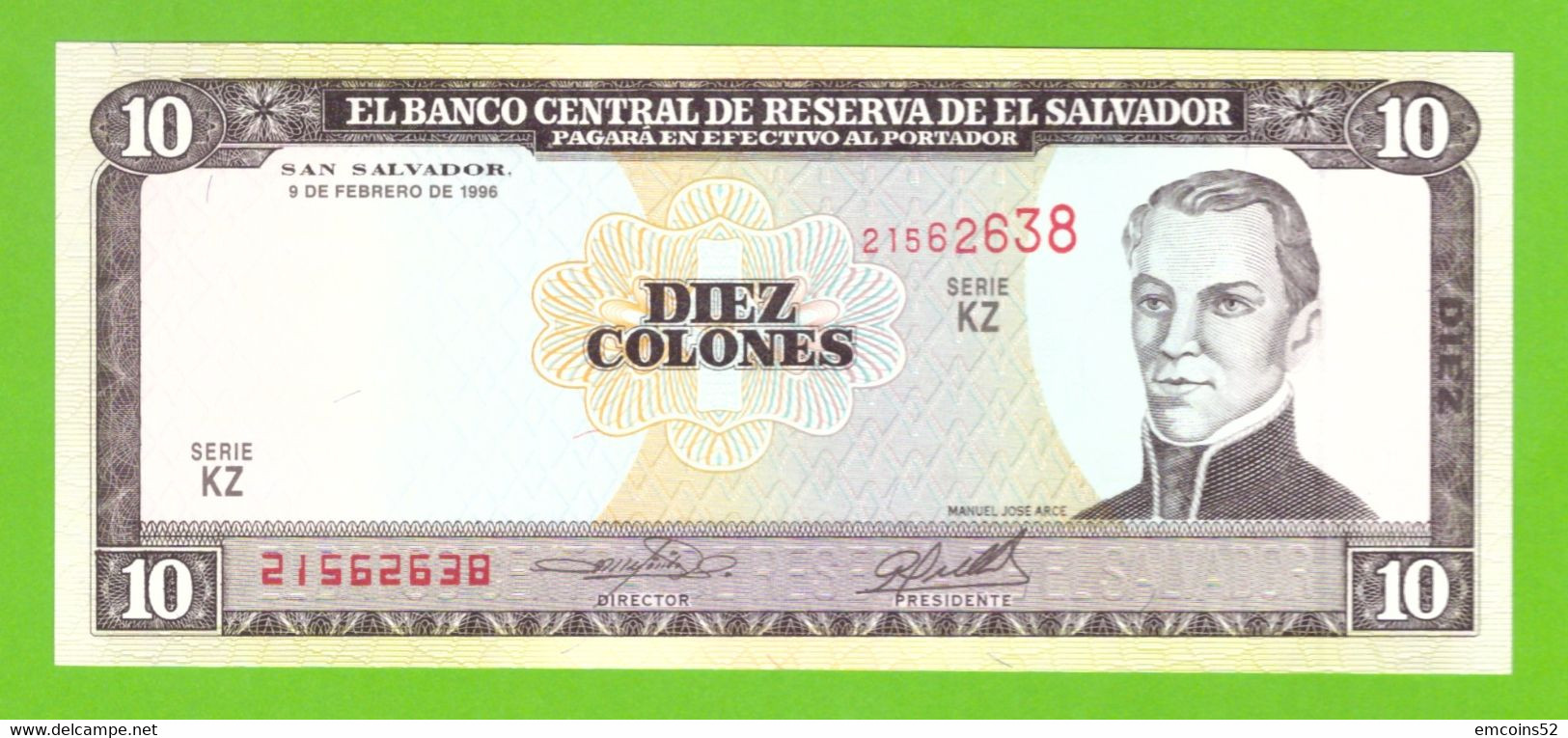 EL SALVADOR 10 COLONES 1996  P-144a UNC - El Salvador