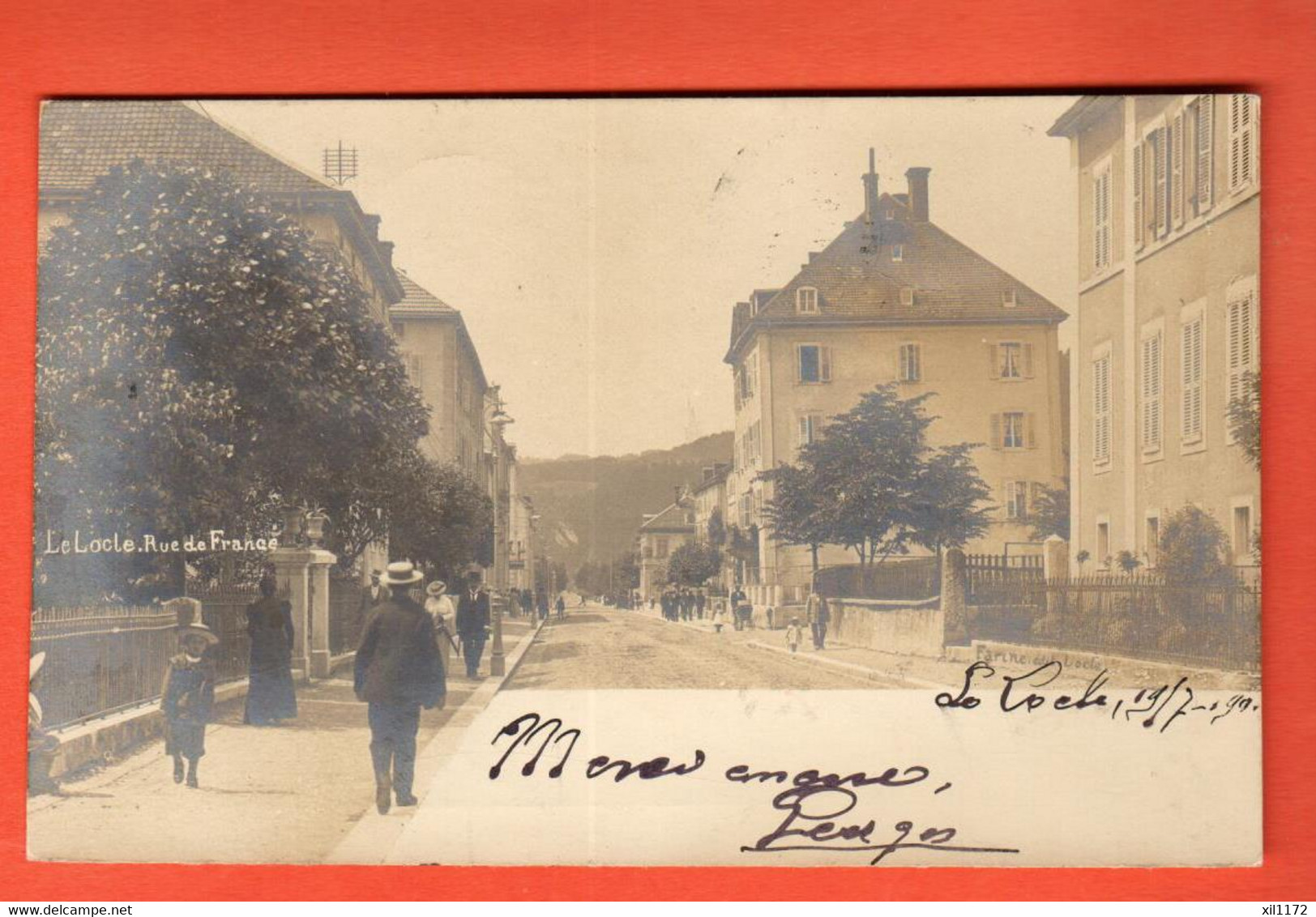 ZSH-03 TRES  RARE Le Locle  Rue De France , TRES ANIME Dos Simple Circulé 1901 - Le Locle