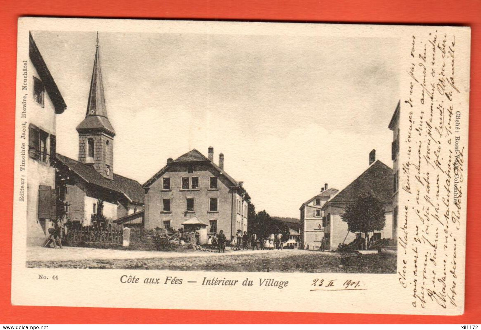 ZSH-06 La Côte-aux-Fées  Val-de-Travers, Intérieur Du Village ANIME  Dos Simple. Circ. 1901 . Jacot 44 - Travers