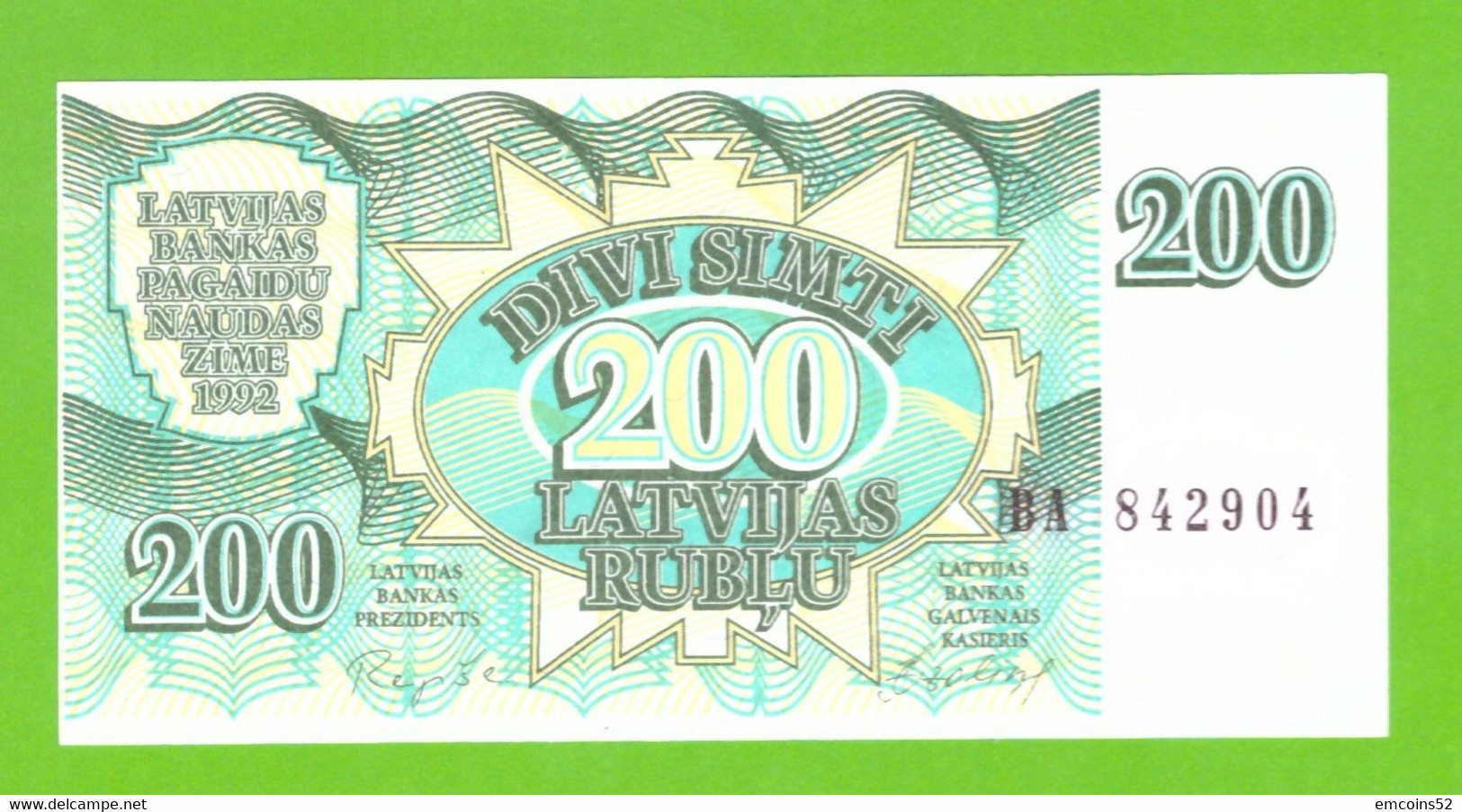 LATVIA 200 RUBLU 1992  P-41  UNC - Letonia