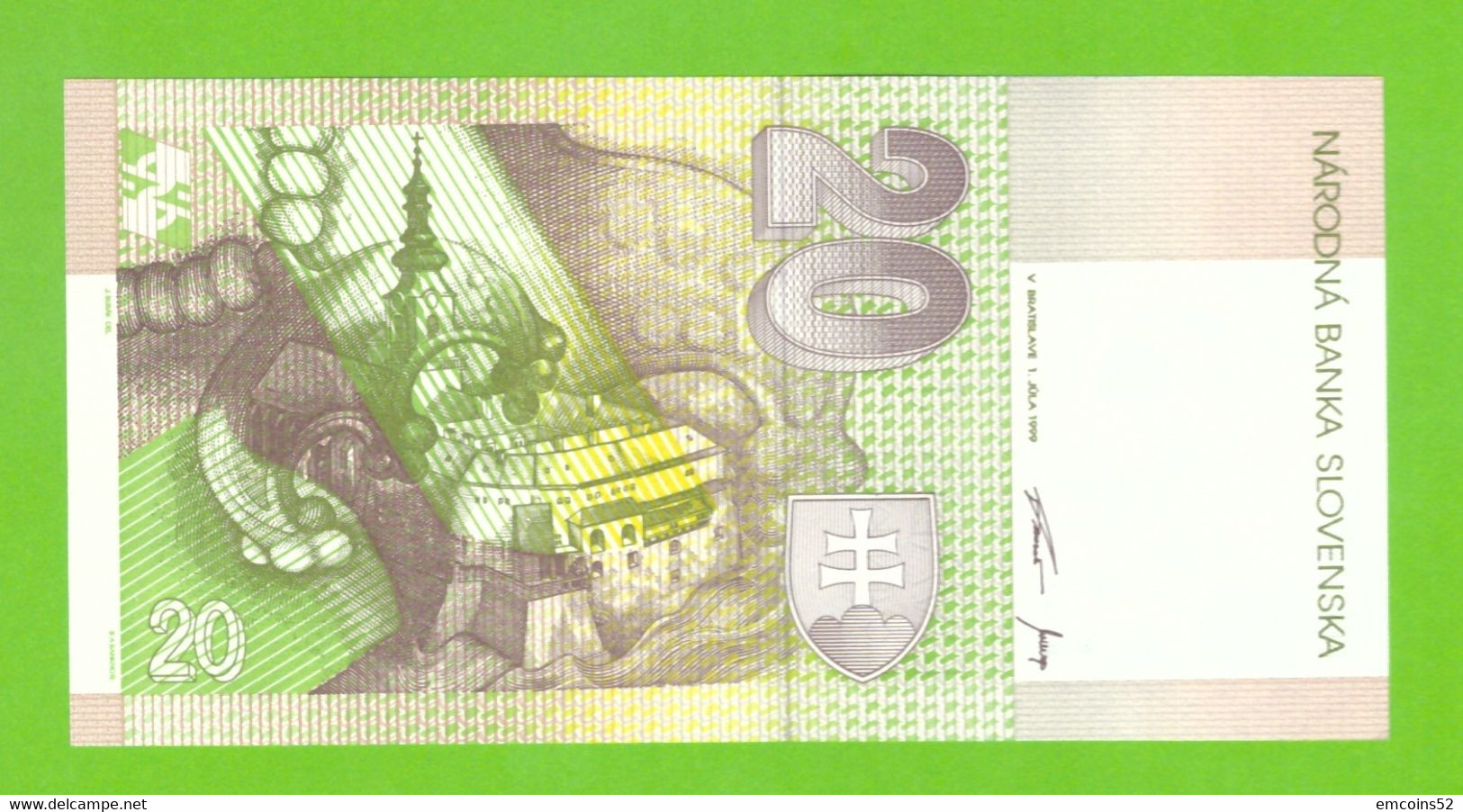 SLOVAKIA 20 KORUN 1999  P-20d  UNC - Eslovaquia