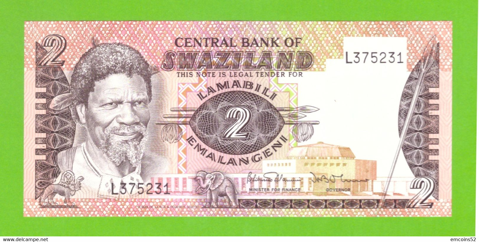 SWAZILAND 2 EMALANGENI 1984  P-8b  UNC - Swaziland