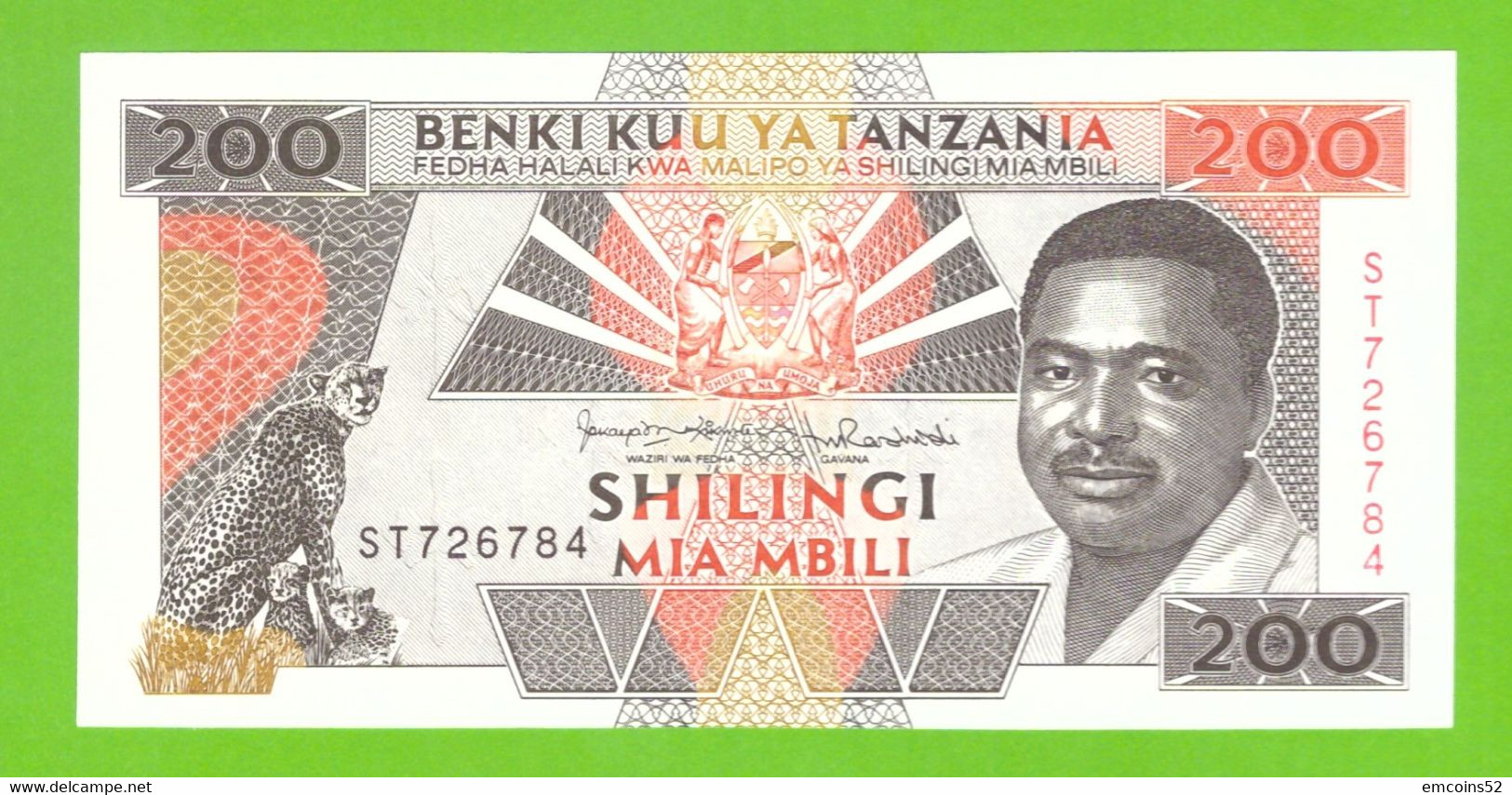 TANZANIA 200 SHILLINGS 1993  P-25b  UNC - Tansania